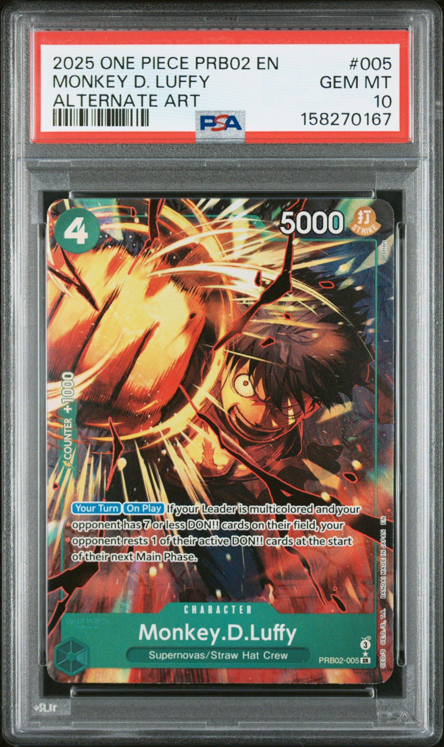 2025 ONE PIECE PRB02-005 ルフィ PSA10 2025 One Piece Prb02-premium Booster -one Piece Card The Best- Vol