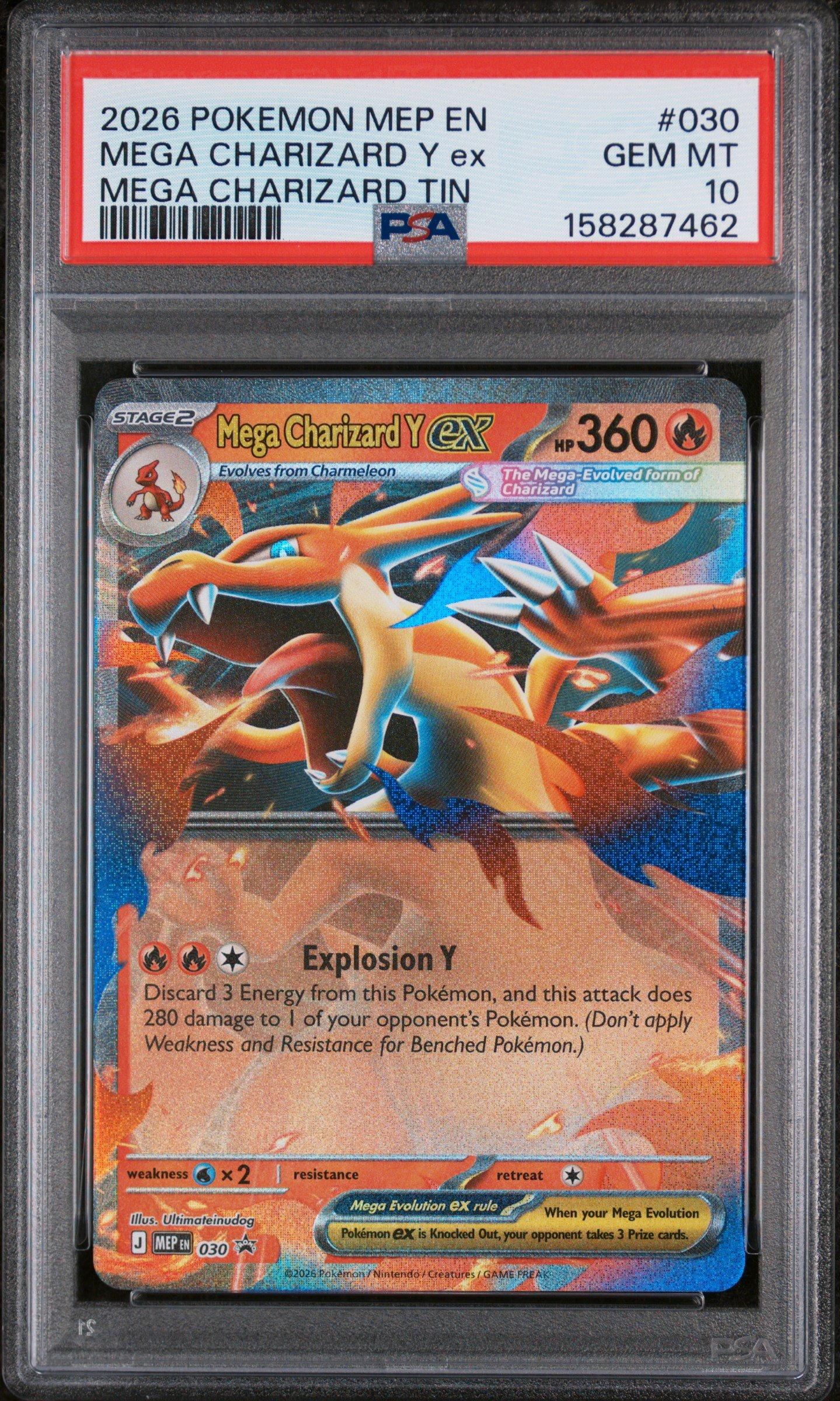 pokemon graded cards near me 2026 Pokemon Mep En-me Black Star Promo 030 Mega Charizard Y Ex Mega  Charizard Tin PSA 10