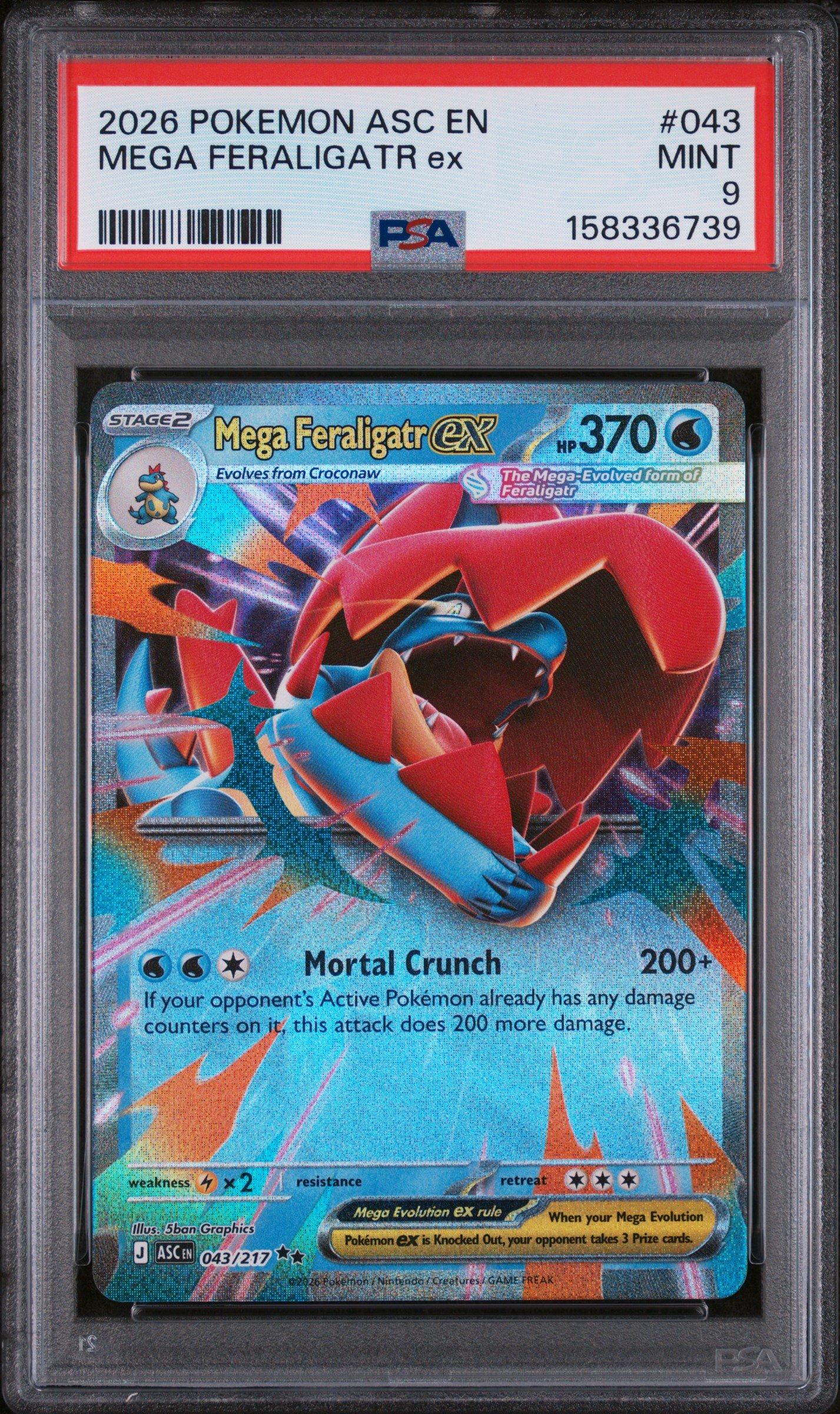 2026 Pokemon Asc En-ascended Heroes 043 Mega Feraligatr Ex PSA 9