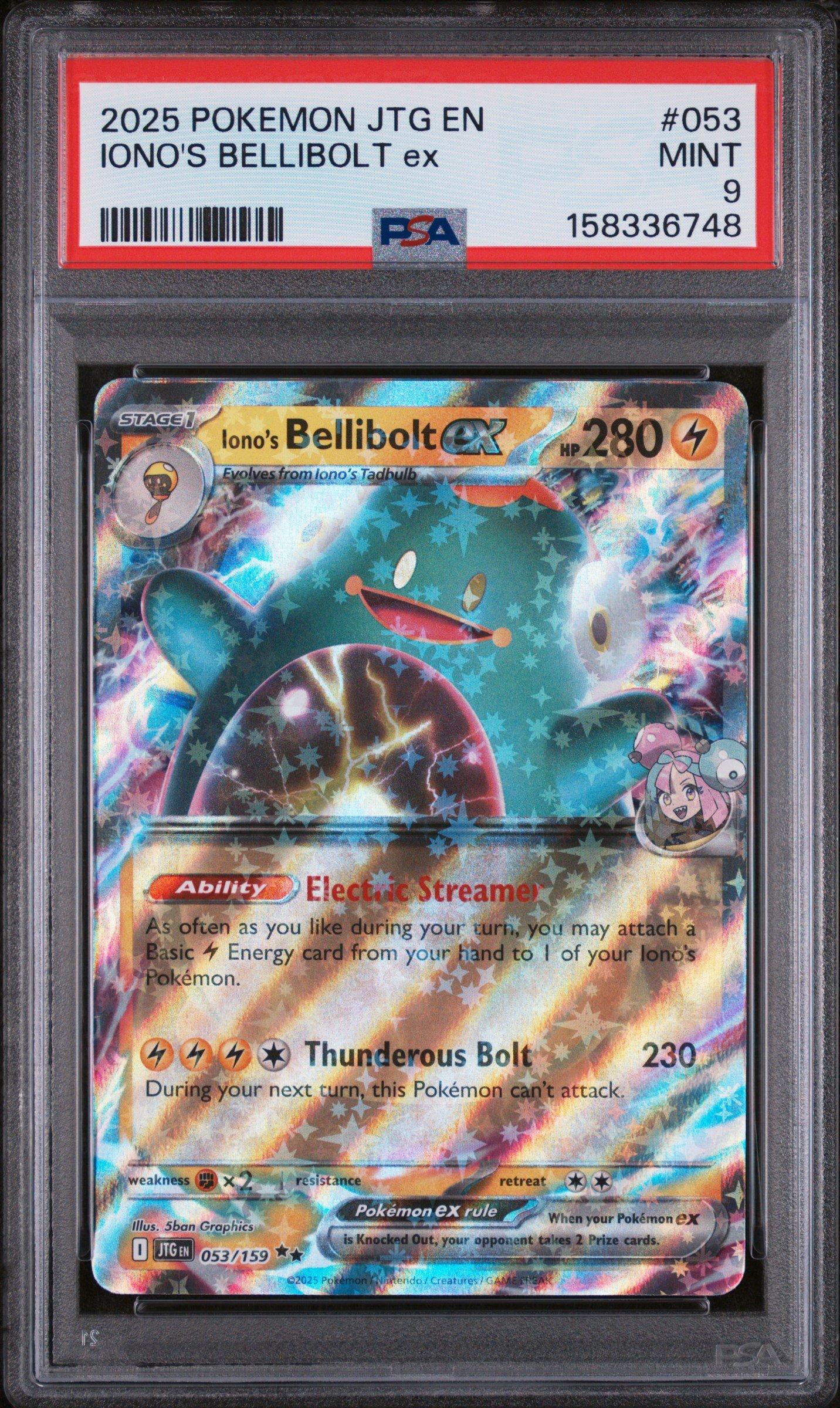2025 Pokemon Jtg En-journey Together 053 Iono's Bellibolt Ex PSA 9