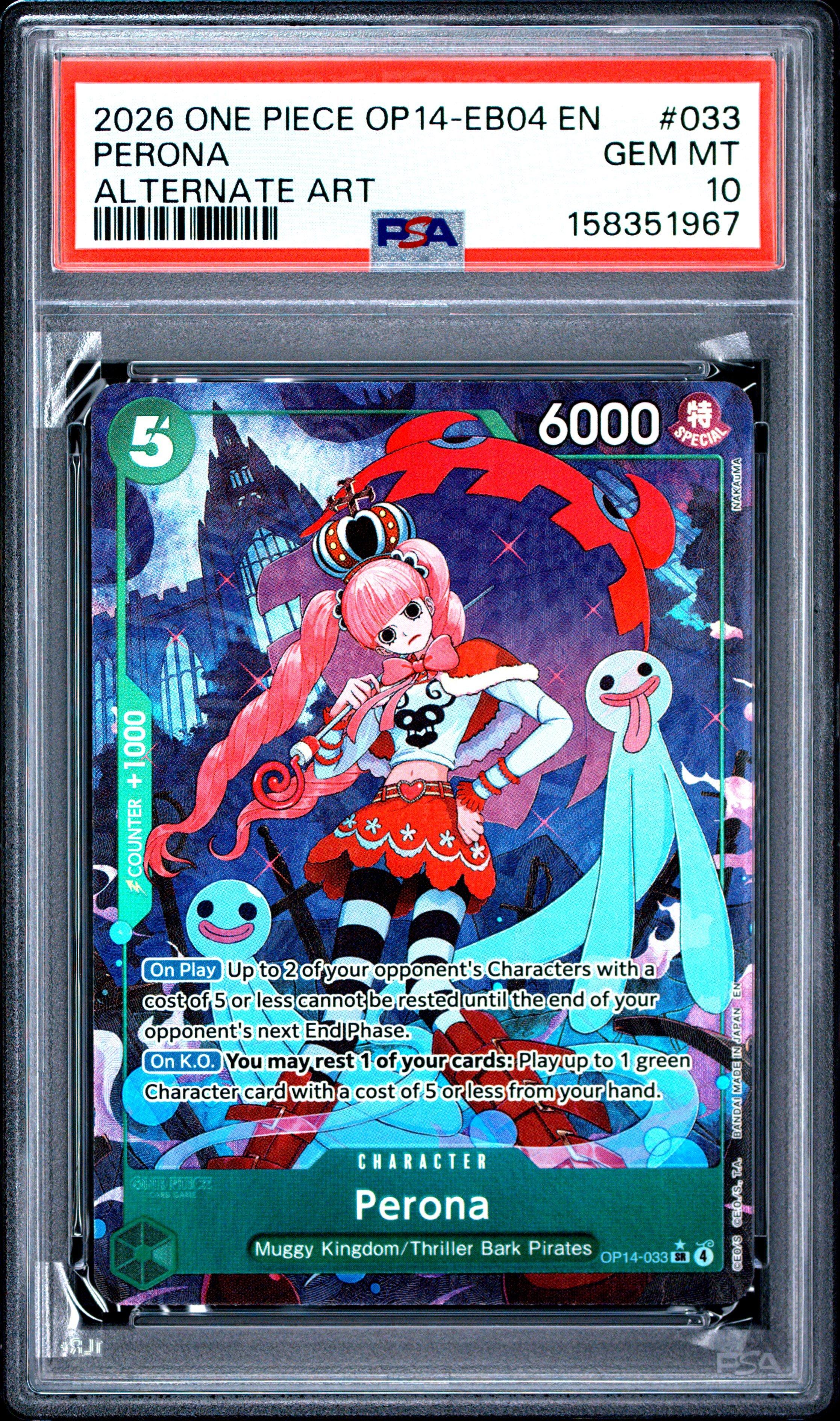 2025 ONE PIECE OP14 ペローナ psa10 2026 One Piece Op14-eb04-the Azure Sea's Seven 033 Perona