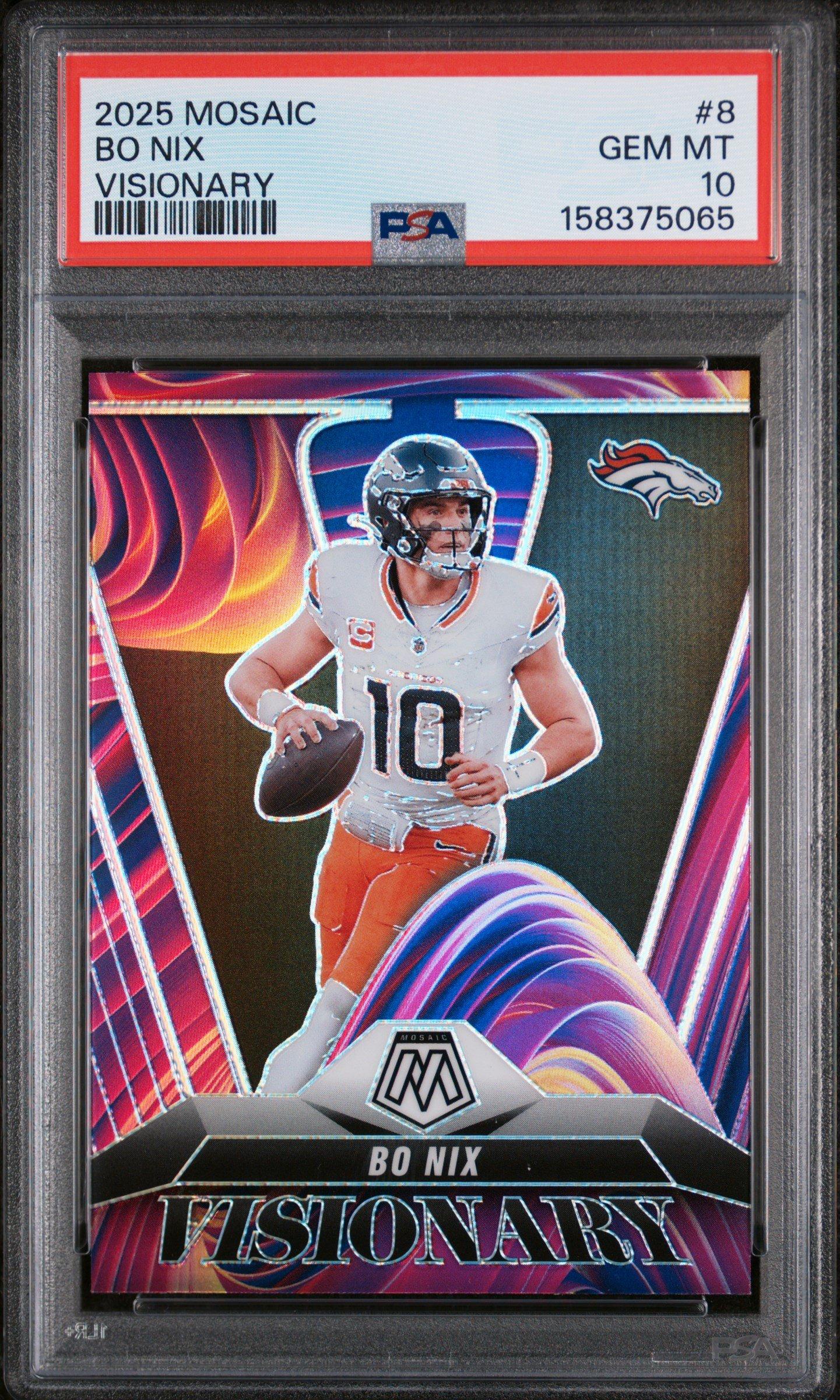 2025 Panini Mosaic Visionary 8 Bo Nix PSA 10 Graded Card | GameStop