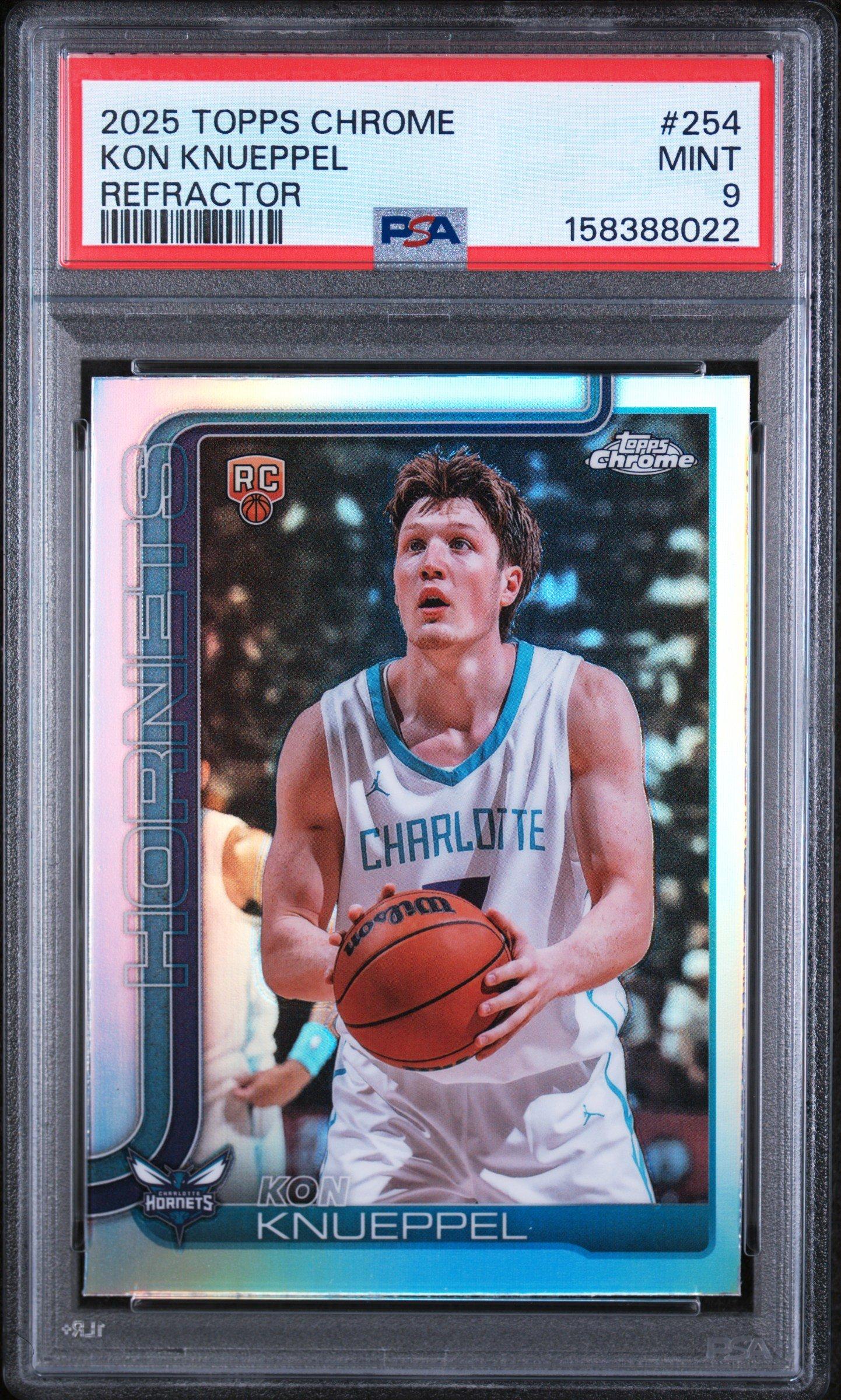 2025 Topps Chrome 254 Kon Knueppel Refractor PSA 9 Graded Card 