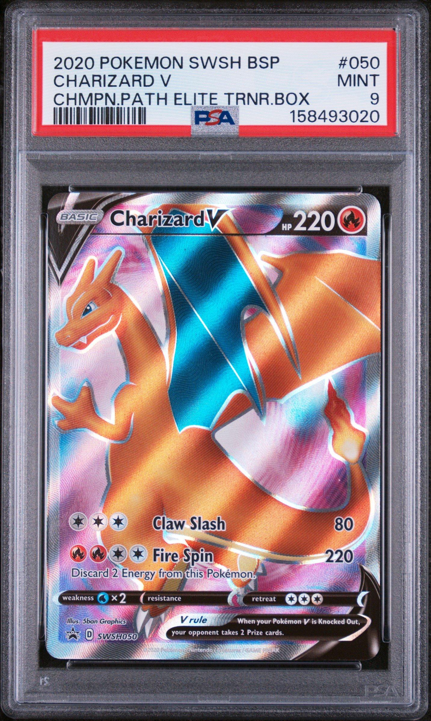 charizard pokemon card with trainer 2020 Pokemon Swsh Black Star Promo 050 Charizard V Champion's Path Elite  Trainer Box PSA 9 Graded Card