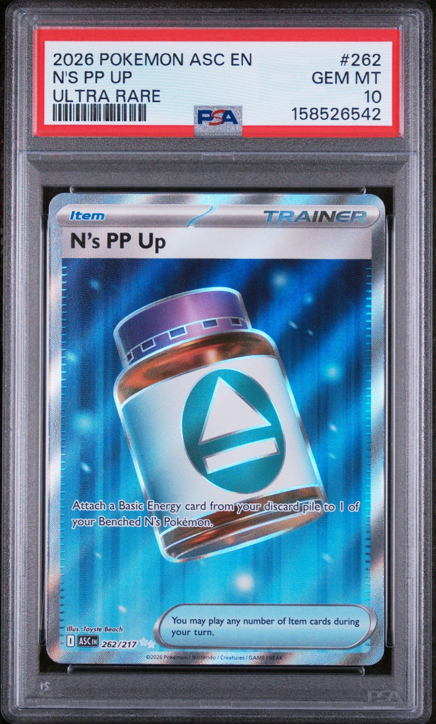 2026 Pokemon Asc En-ascended Heroes 262 N's Pp Up Ultra Rare PSA