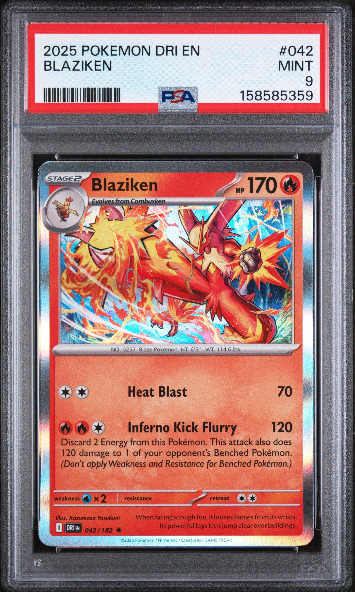 2025 Pokemon Dri En-destined Rivals 042 Blaziken PSA 9 Graded Card