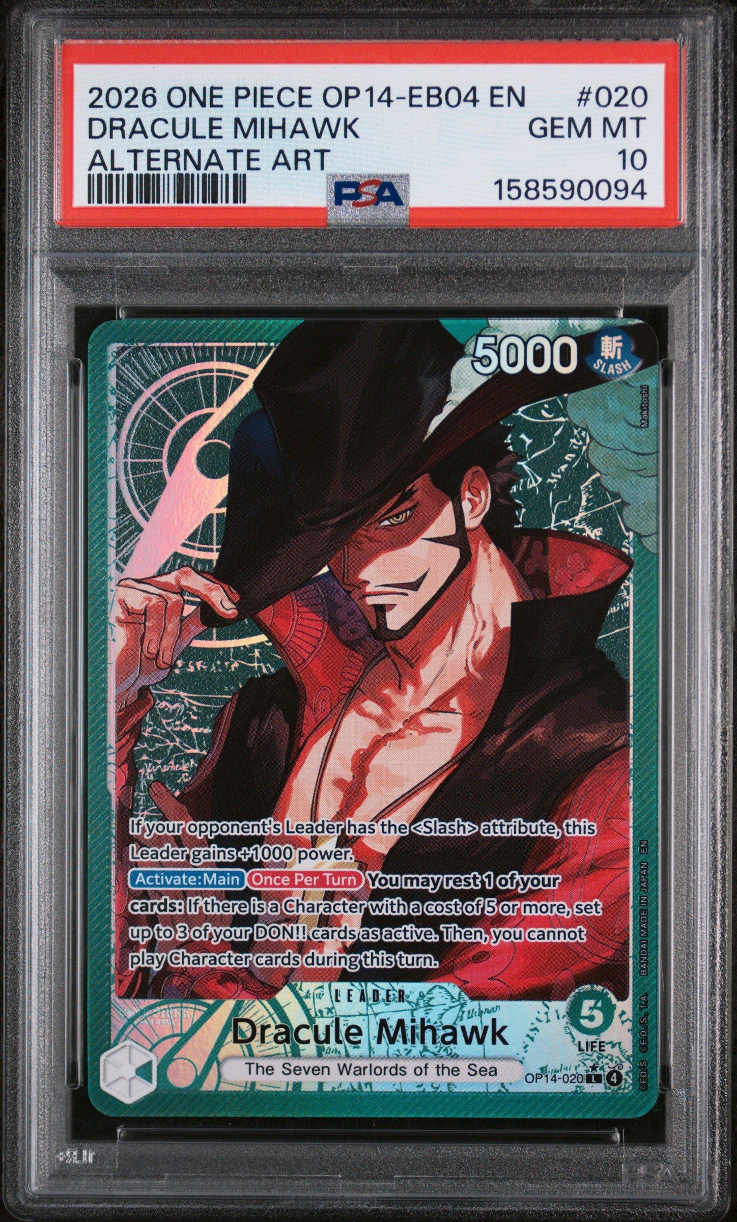 2026 One Piece Op14-eb04-the Azure Sea's Seven 020 Dracule Mihawk