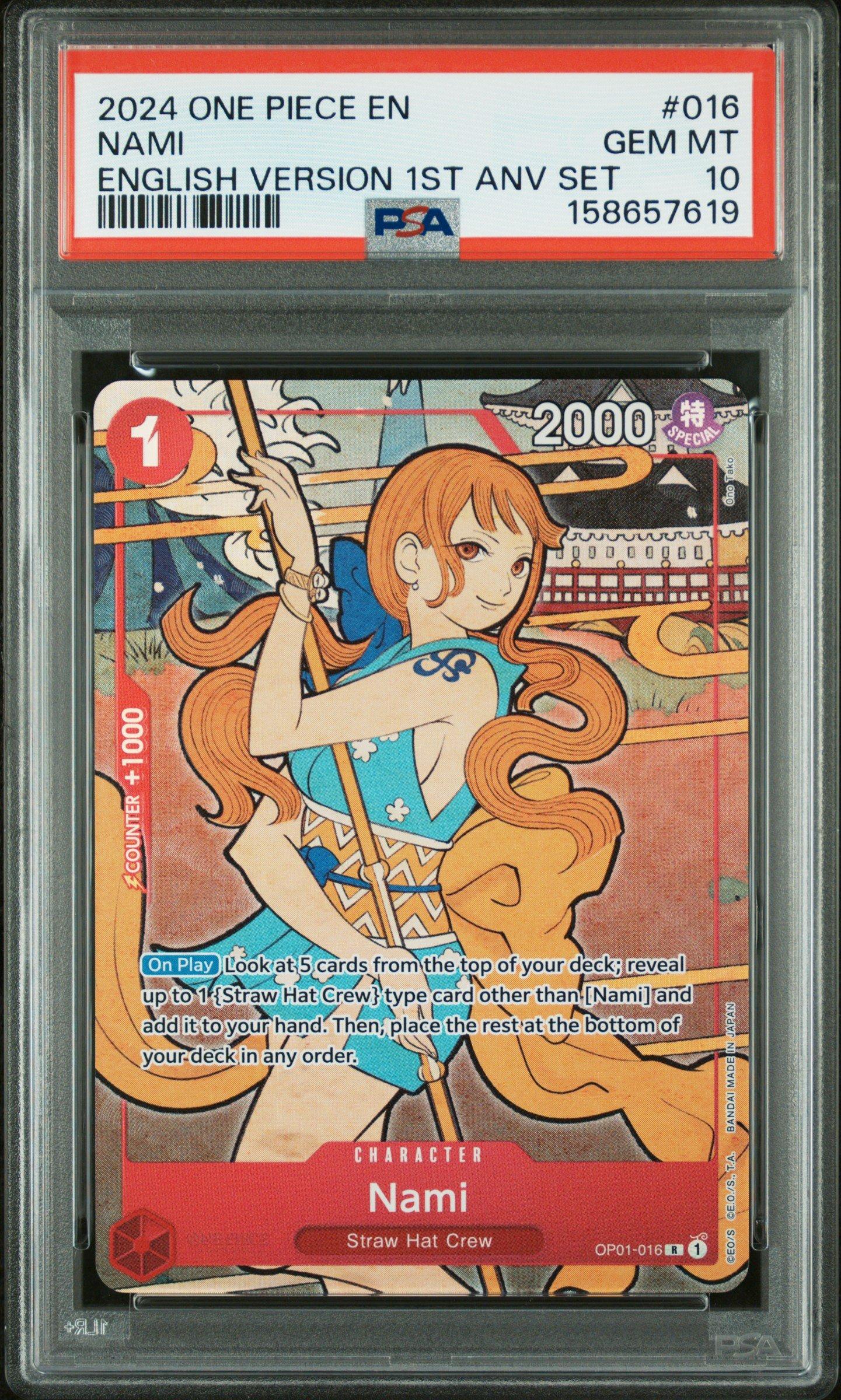 2024 One Piece English Version 1st Anniversary Set 016 Nami PSA 10