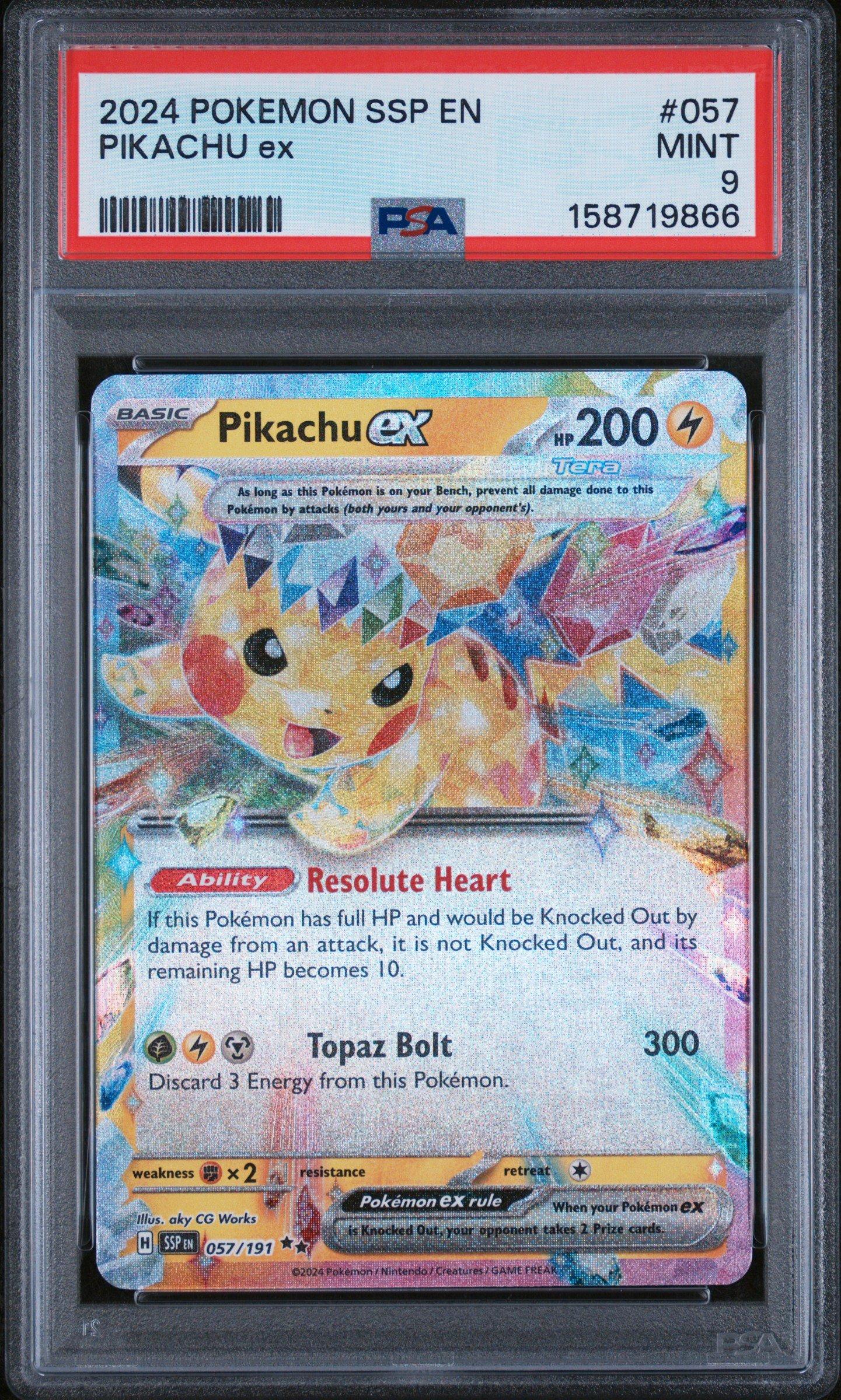 2024 Pokemon Ssp En-surging Sparks 057 Pikachu Ex PSA 9 Graded