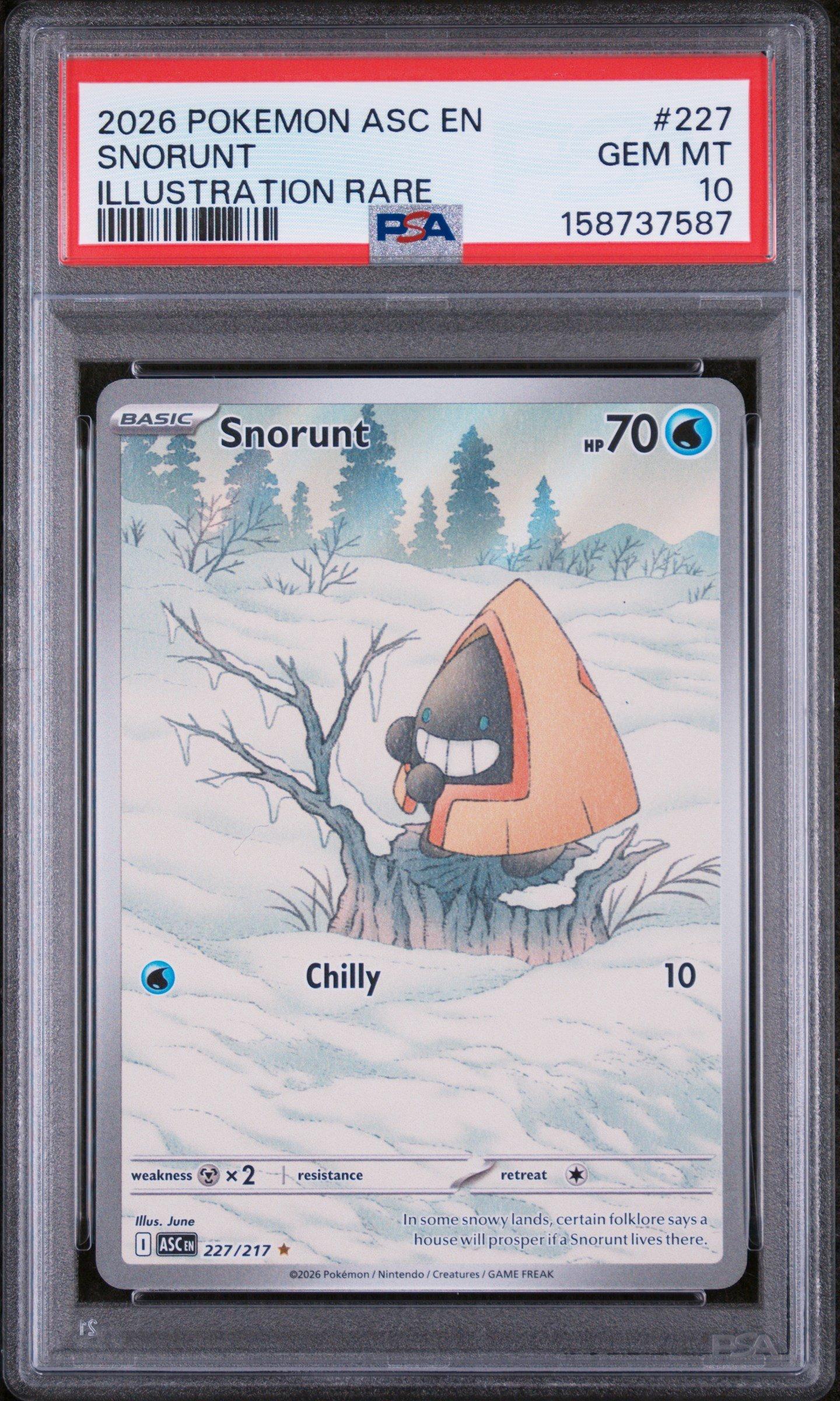 snorunt pokemon card 2026 PokemonSnorunt #227/217 Ascended HeroesIllustration Rare Foil  Papa Joey's Collectibles your opponents Active Pokmon is now Paralyzed Pokmon Snorunt Crown Zenith Chilling