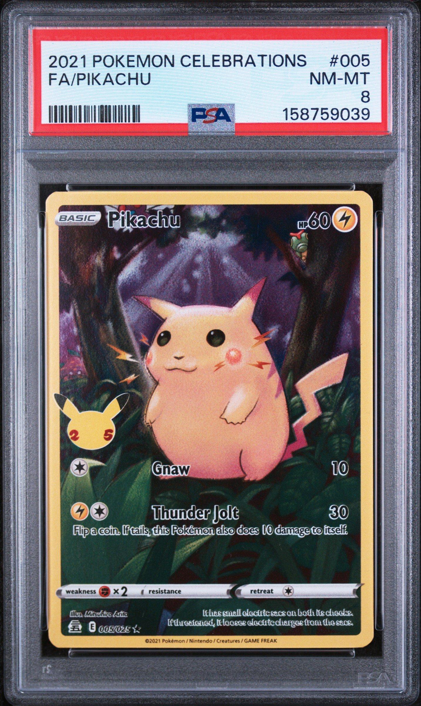 2021 Pokemon Celebrations 005 Full Art/pikachu PSA 8 Graded Card