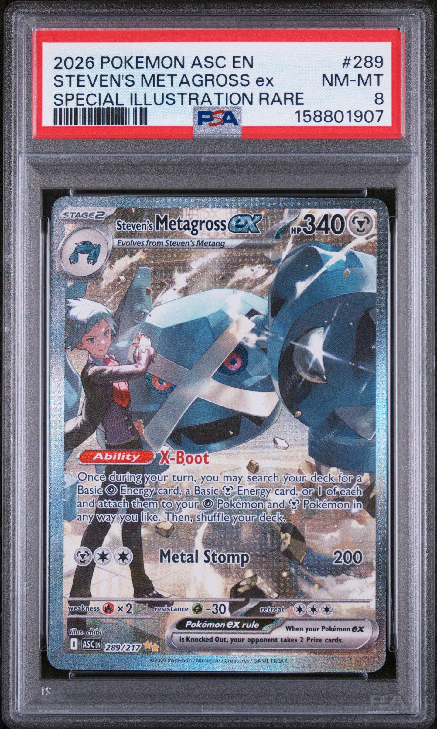2026 Pokemon Asc En-Ascended Heroes 289 Stevens Metagross Ex Special Illustration Rare PSA 8
