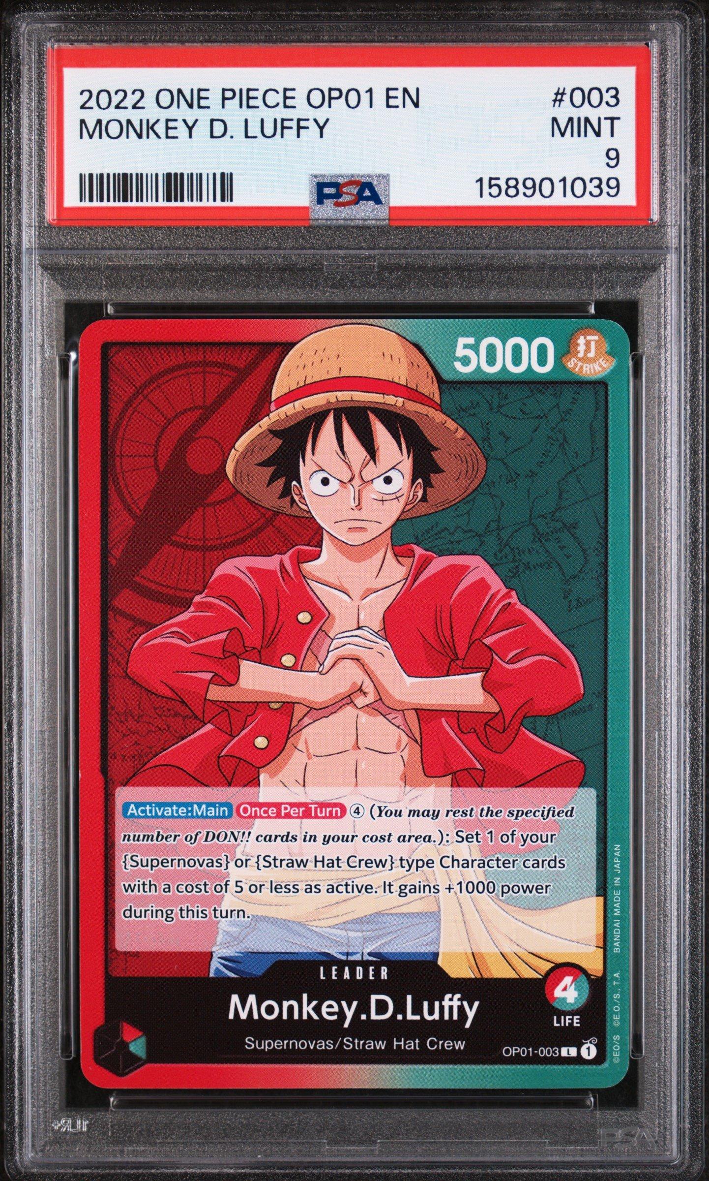 2022 One Piece Op01-romance Dawn 003 Monkey D. Luffy PSA 9 Graded