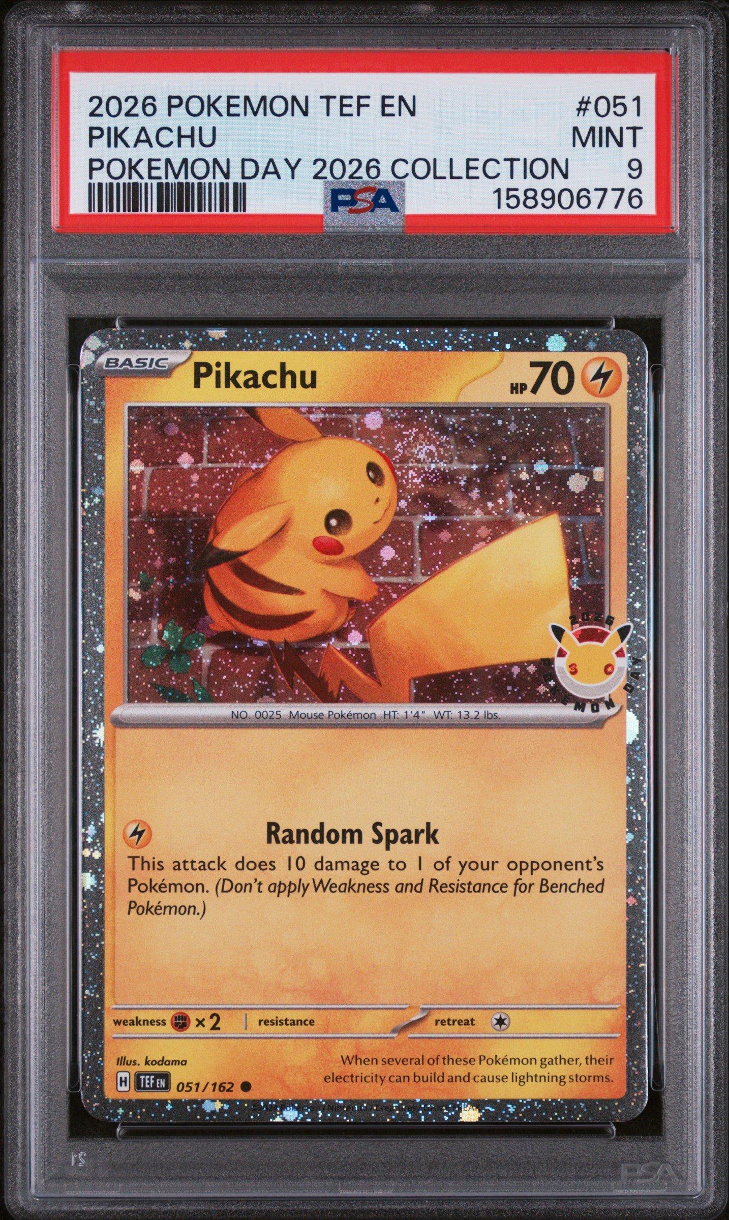 PSA9 ピカチュウ Pokemon Day 2026 051 英語版 2026 Pokemon Tef En-temporal Forces 051 Pikachu Pokemon Day 2026