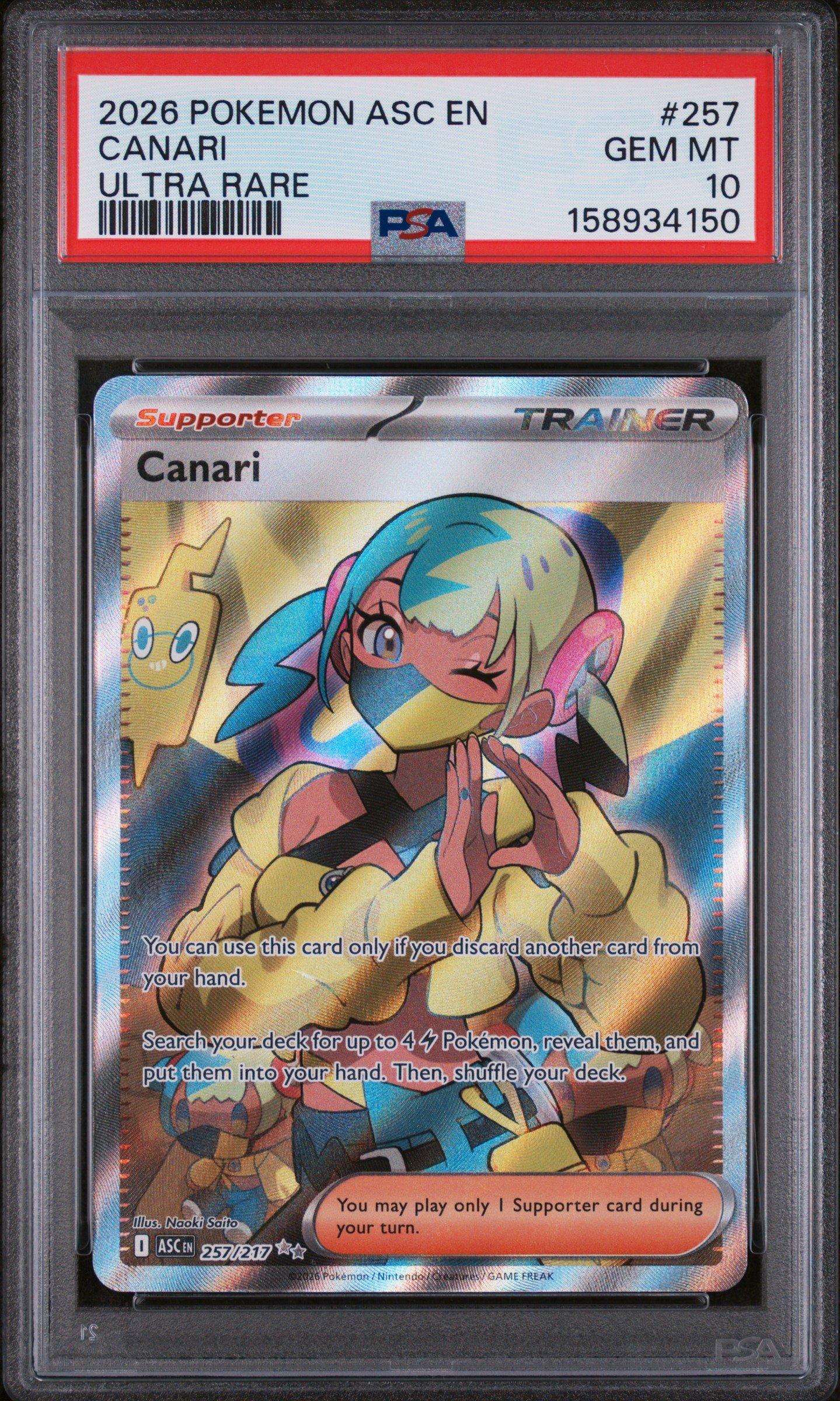 2026 Pokemon Asc En-ascended Heroes 257 Canari Ultra Rare PSA 10