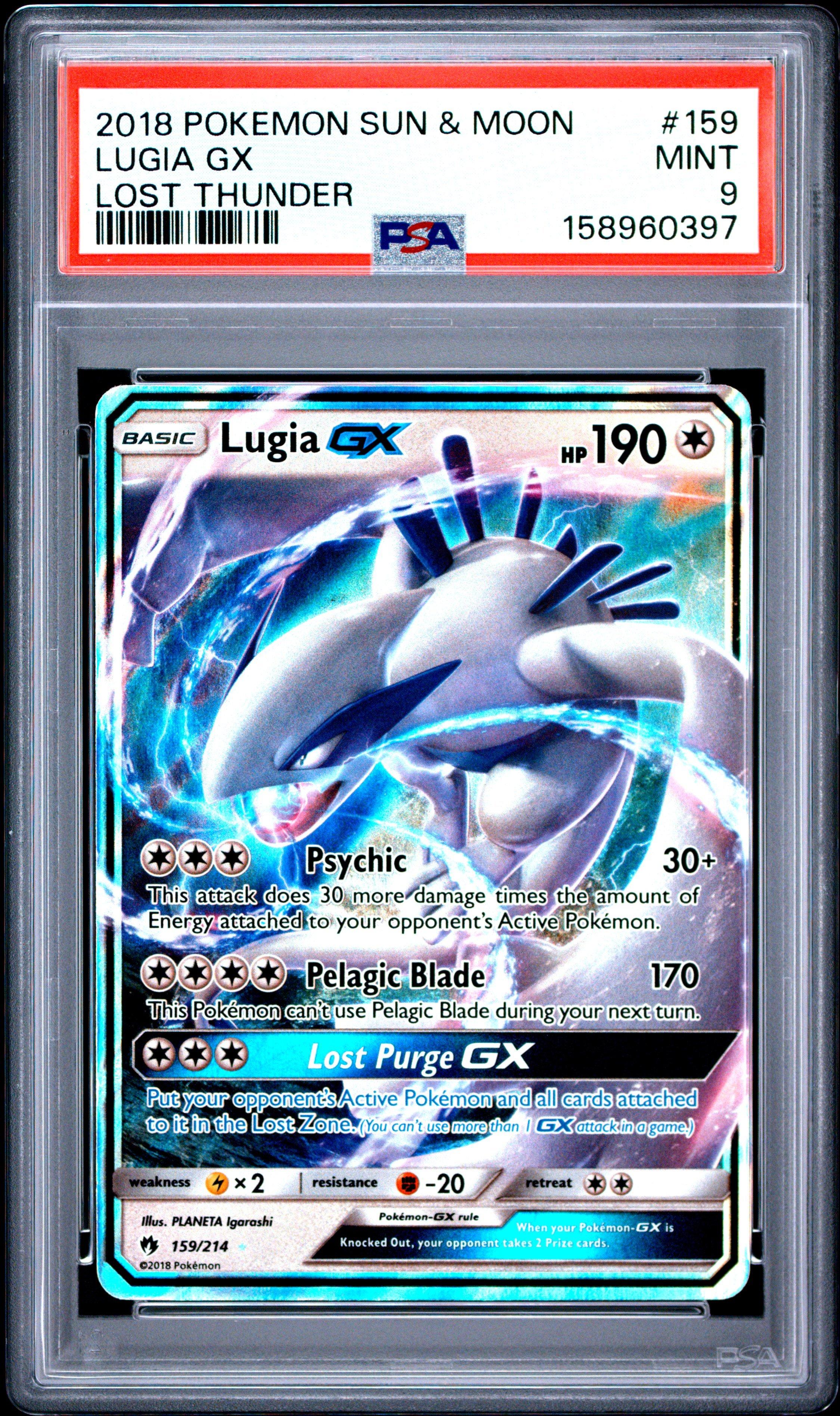 2018 Pokemon Sun & Moon Lost Thunder 159 Lugia Gx PSA 9 Graded