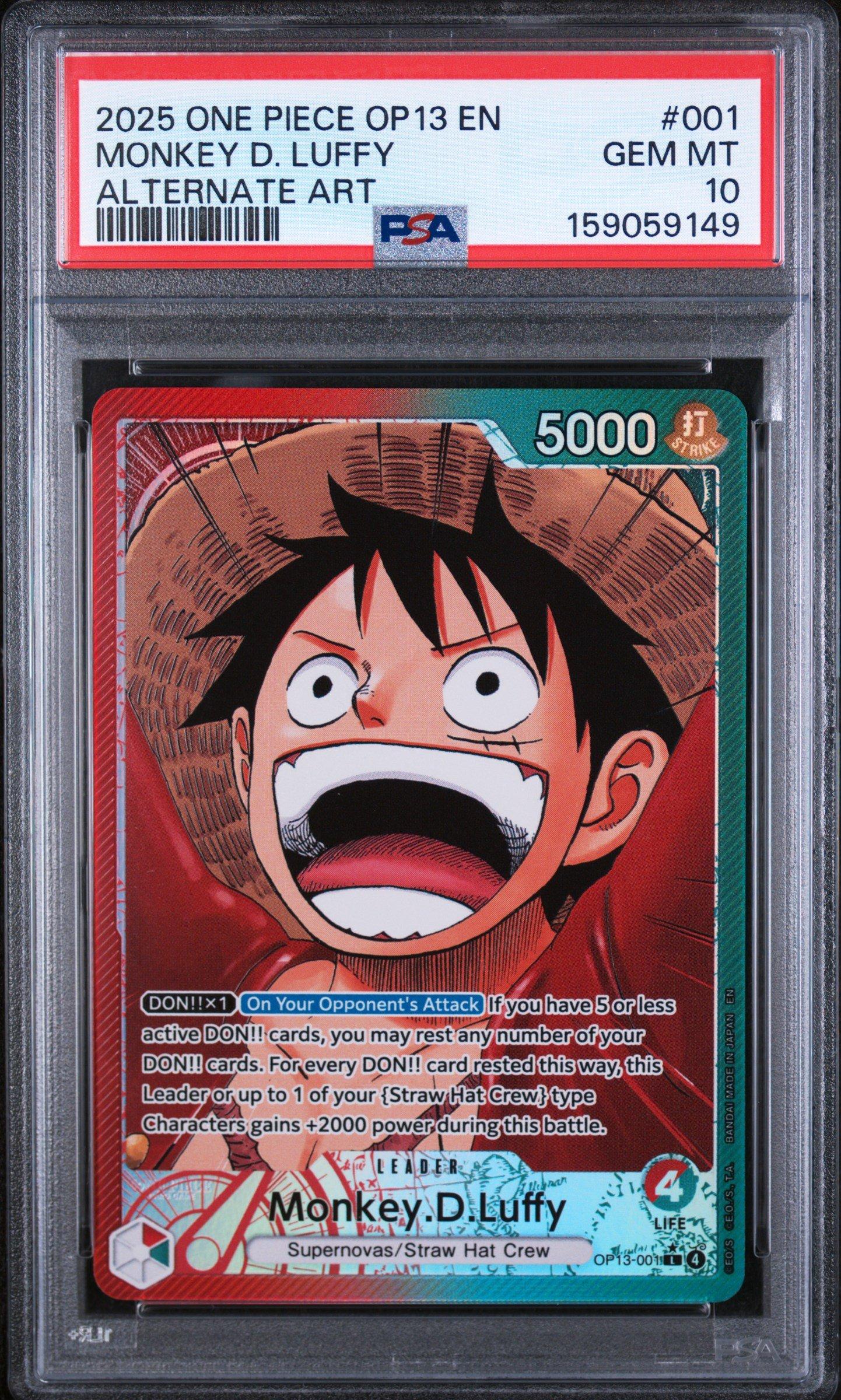 PSA10 モンキー・D・ルフィ L-P [OP13-001] 2025 One Piece Op13-carrying On His Will 001 Monkey D. Luffy