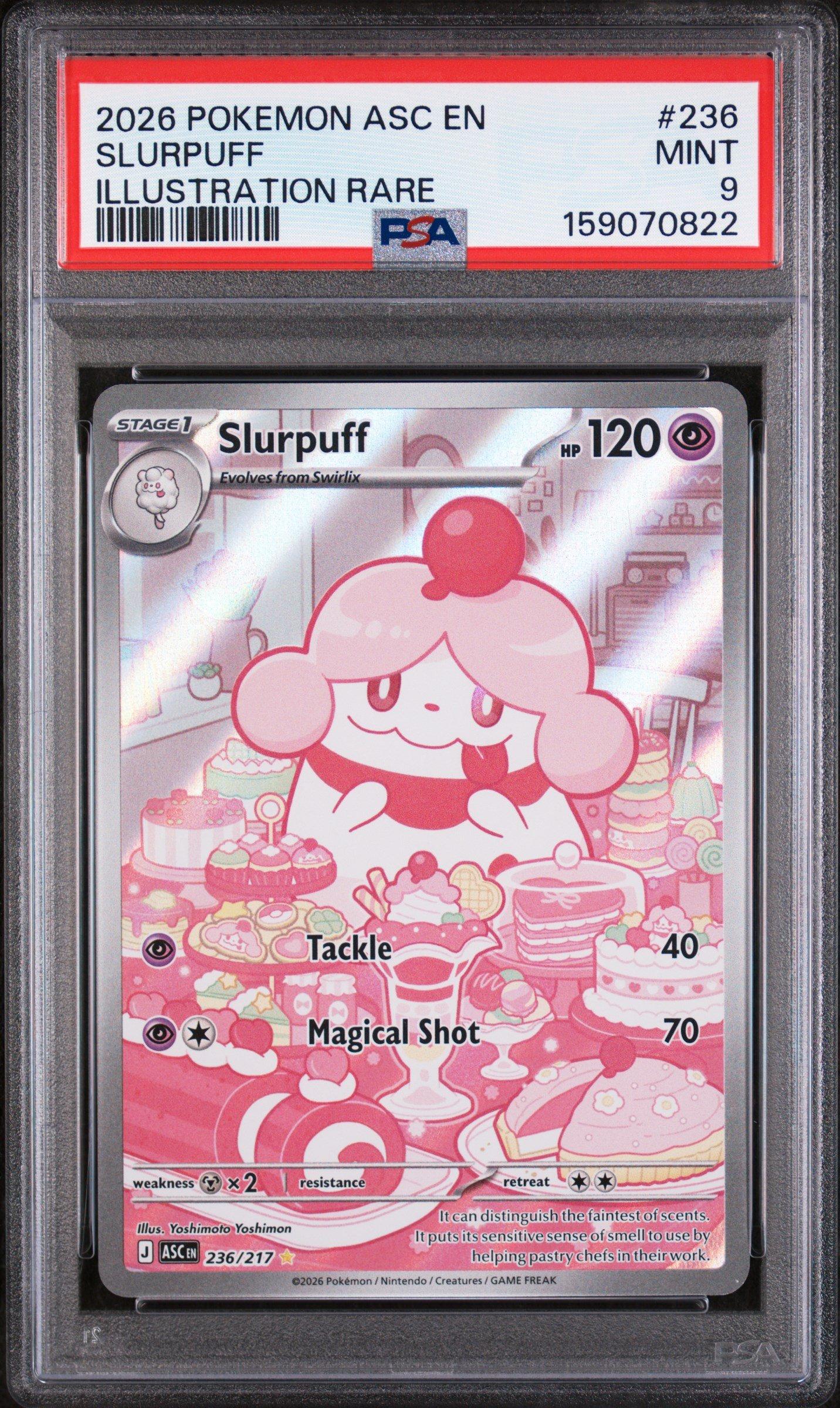 slurpuff pokemon card 2026 Pokemon Asc En-ascended Heroes 236 Slurpuff Illustration Rare PSA 9  Graded Card