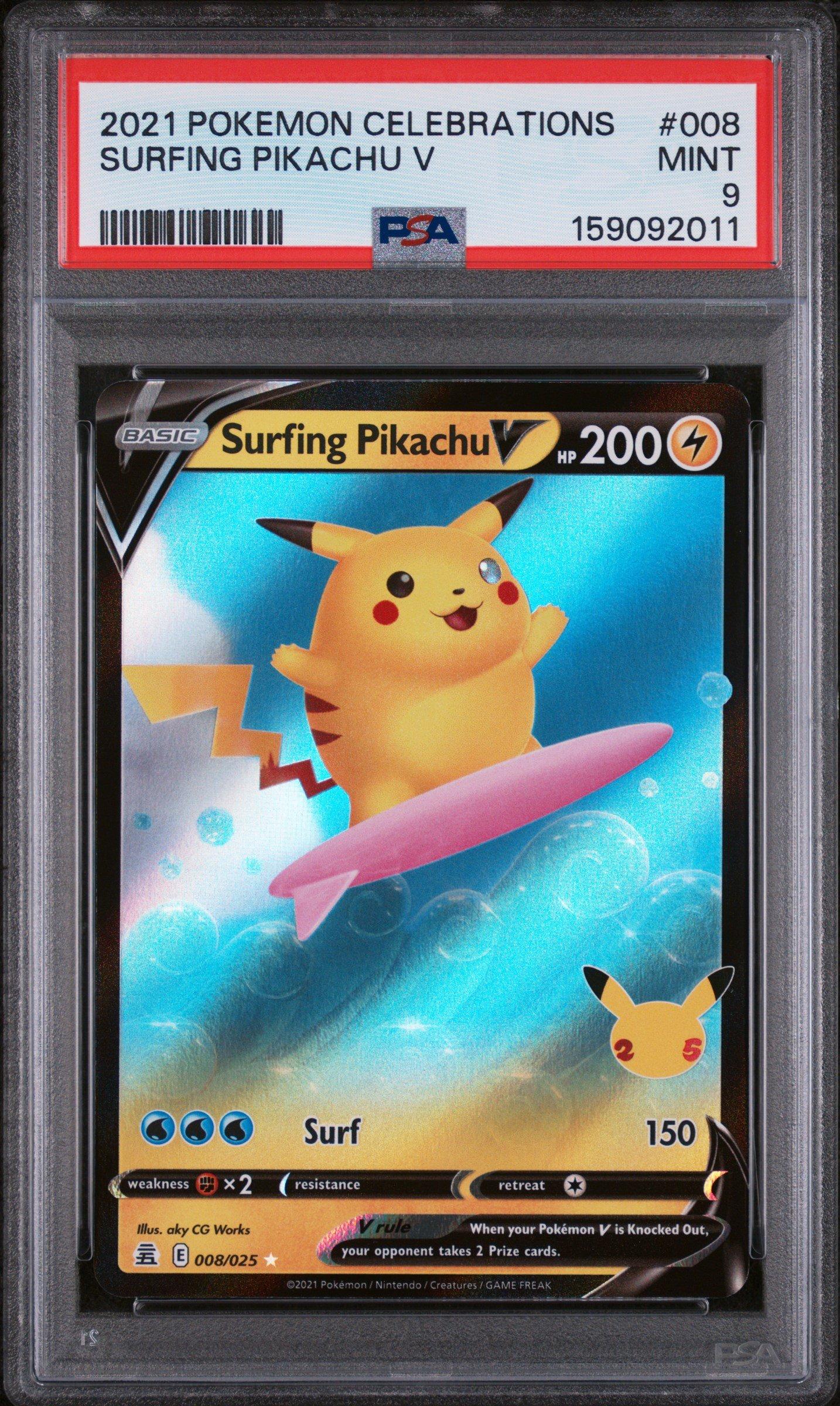 2021 Pokemon Celebrations ピカチュウ PSA 9 2021 Pokemon Celebrations 008 Surfing Pikachu V PSA 9 Graded Card