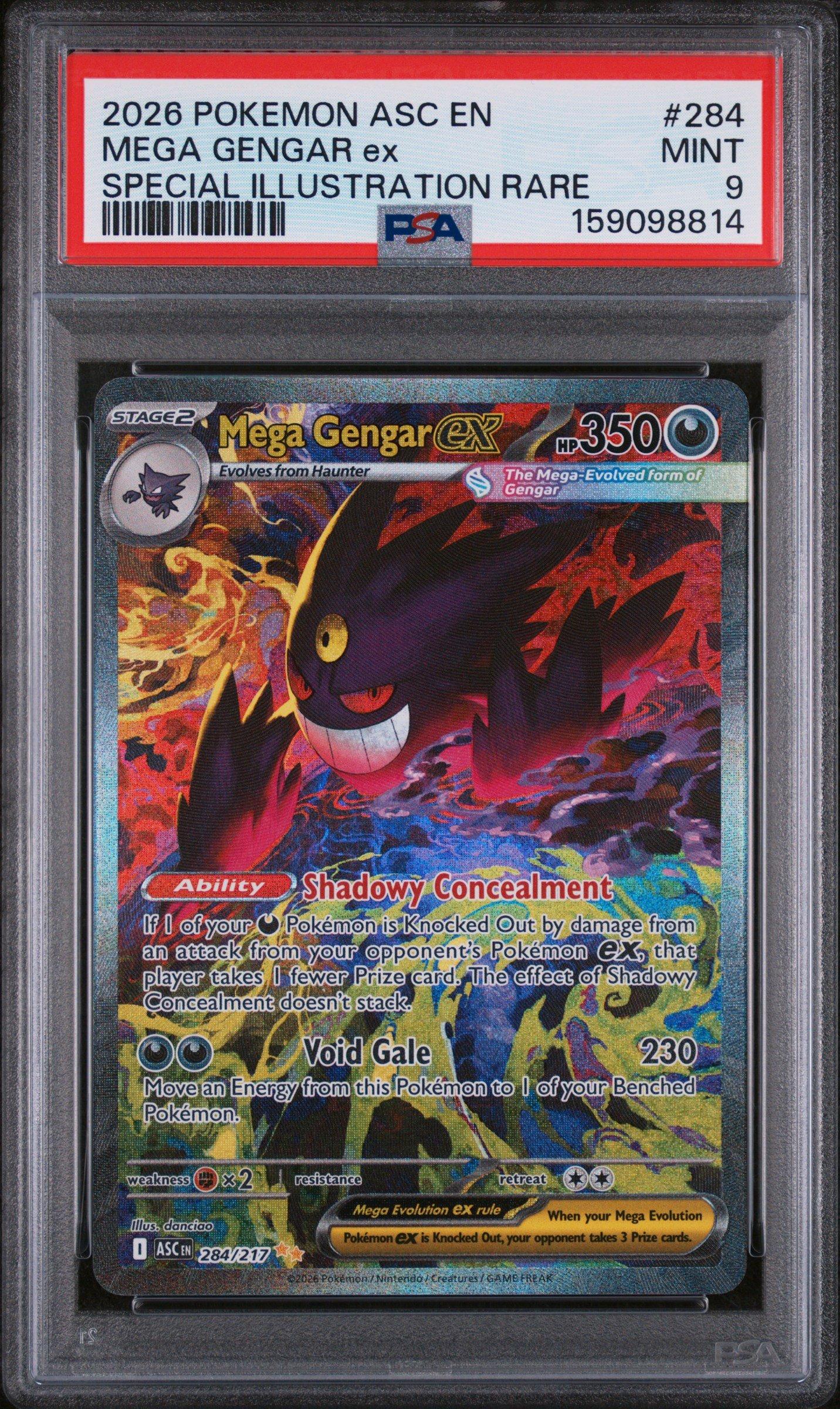 gengar pokemon card rare 2026 Asc En-ascended Heroes 284 Mega Ex Special Illustration PSA 9 Graded Psychic Rarity Gengar 151 | Pokémon |