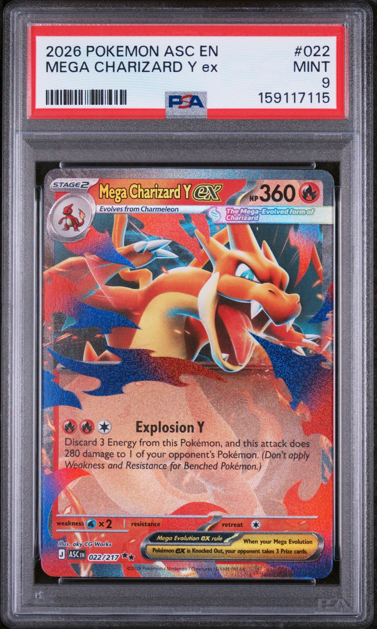 2026 Pokemon Asc En-ascended Heroes 022 Mega Charizard Y Ex PSA 9