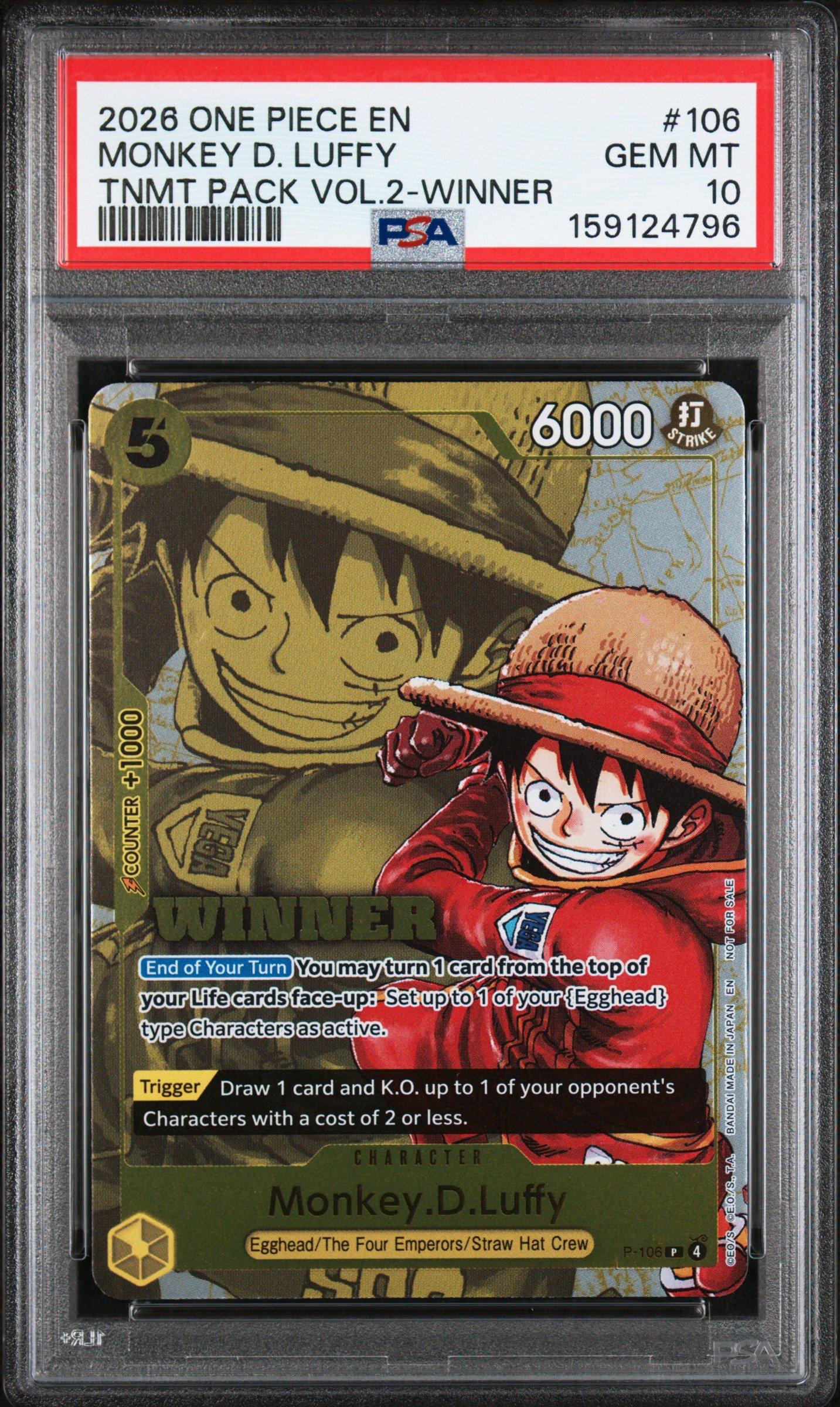 2026 One Piece Tournament Pack Vol.2 106 Monkey D. Luffy Winner