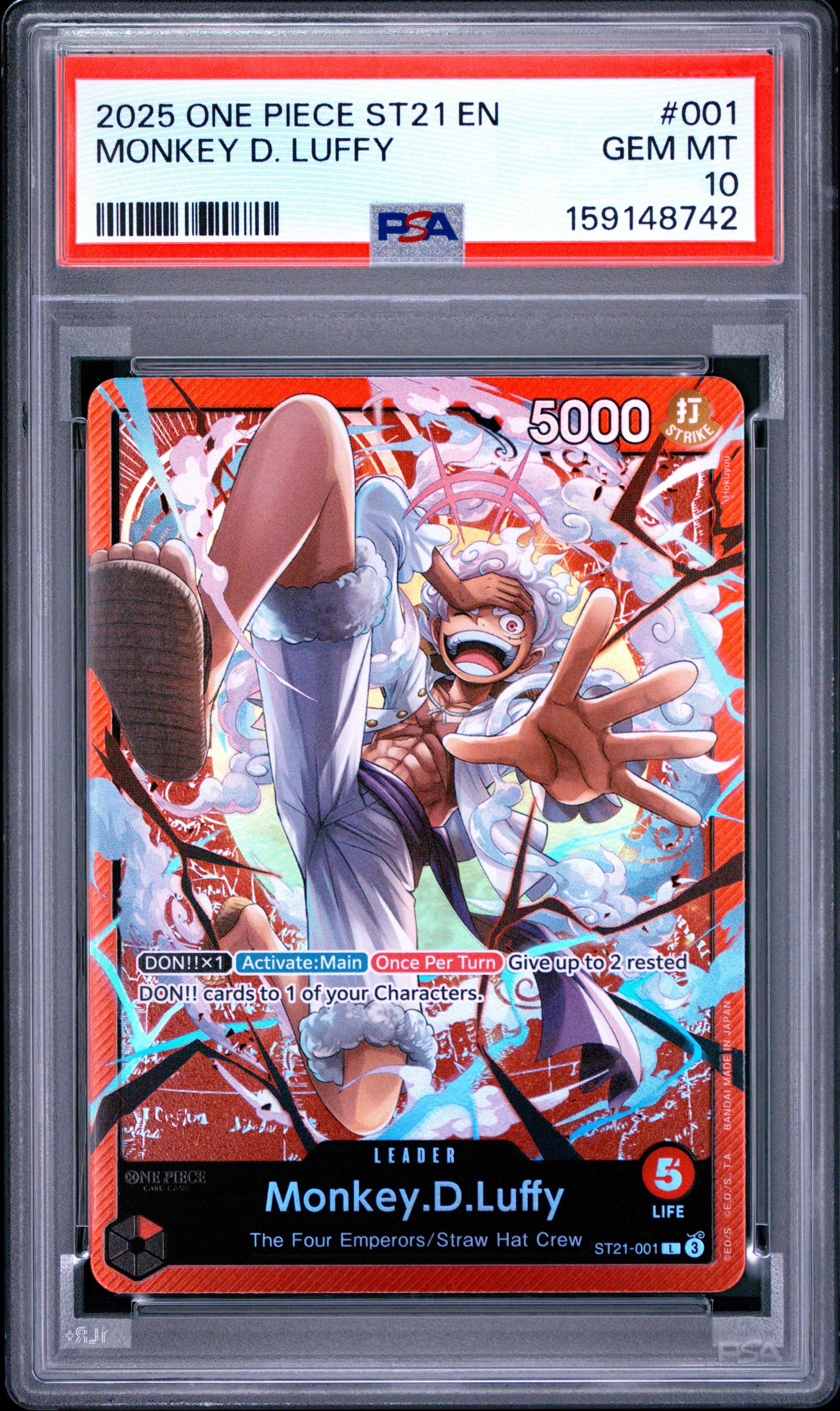 モンキー・D・ルフィ ST21-001鑑定CGC 10 GEM MINT 2025 One Piece Starter Deck St21-ex Gear 5 001 Monkey D. Luffy PSA