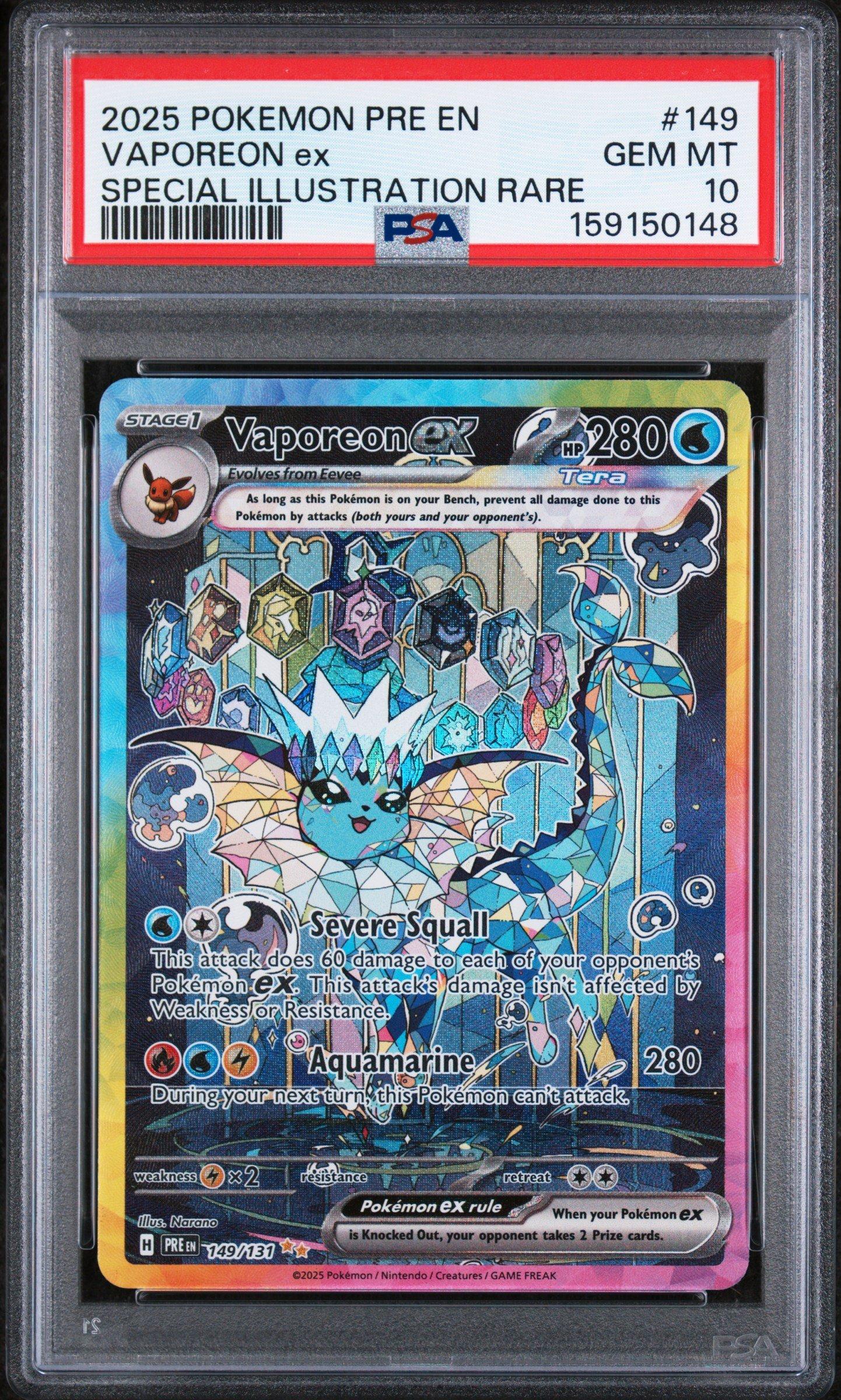 2025 Pokemon Pre En-prismatic Evolutions 149 Vaporeon Ex Special