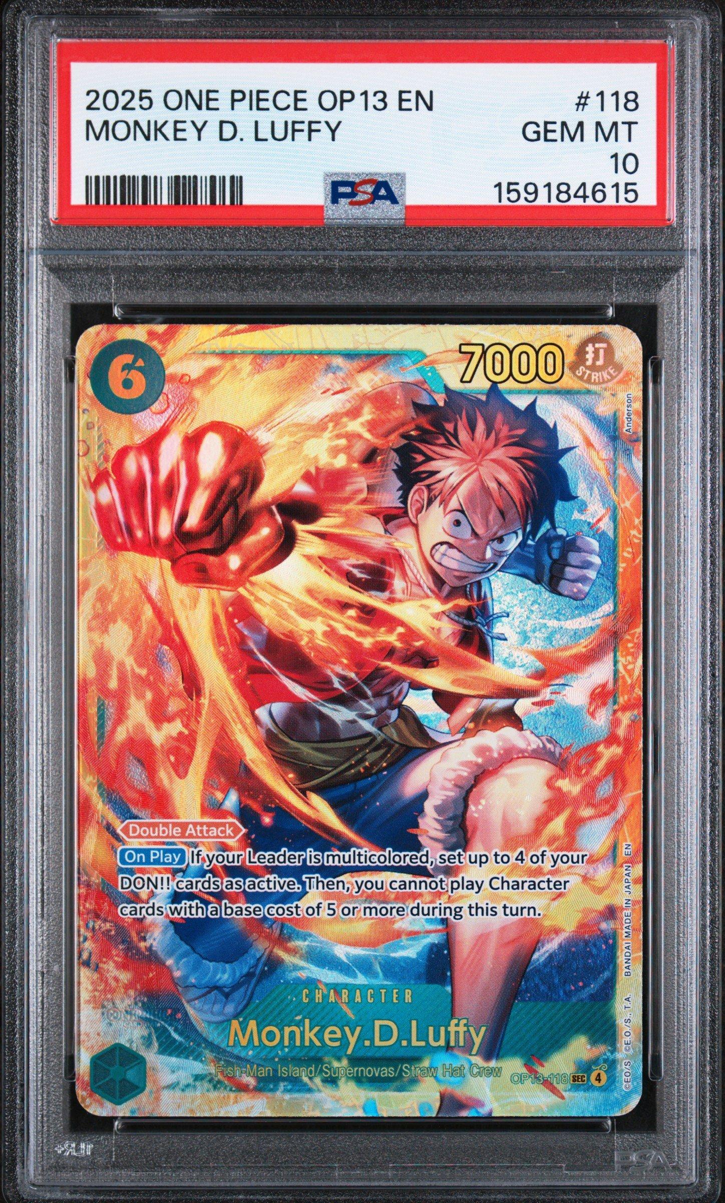 2025 One Piece Op13-carrying On His Will 118 Monkey D. Luffy PSA