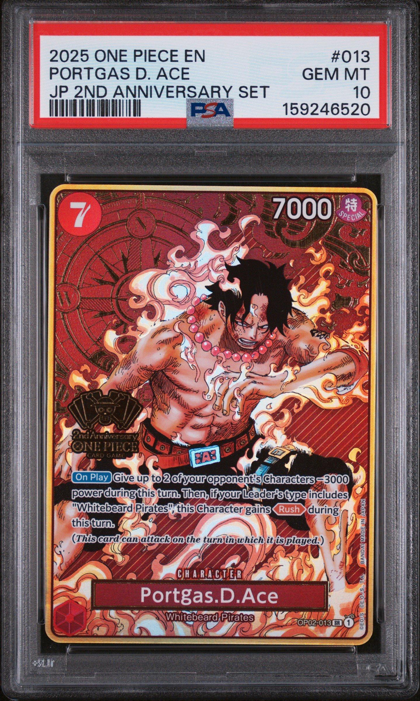2025 One Piece Japanese 2nd Anniversary Set 013 Portgas D. Ace PSA