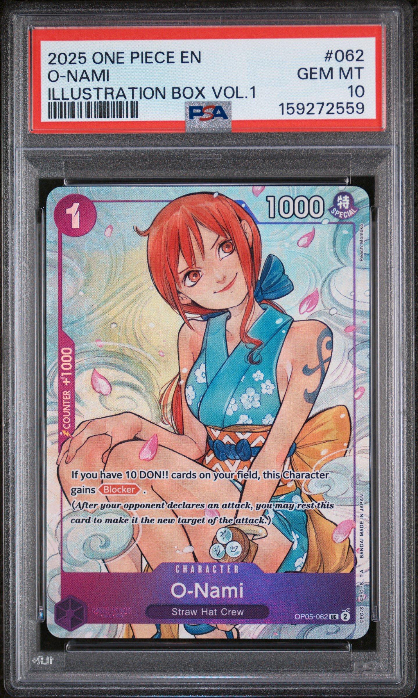 2025 One Piece Promos 062 O-nami Illustration Box Vol.1 PSA 10