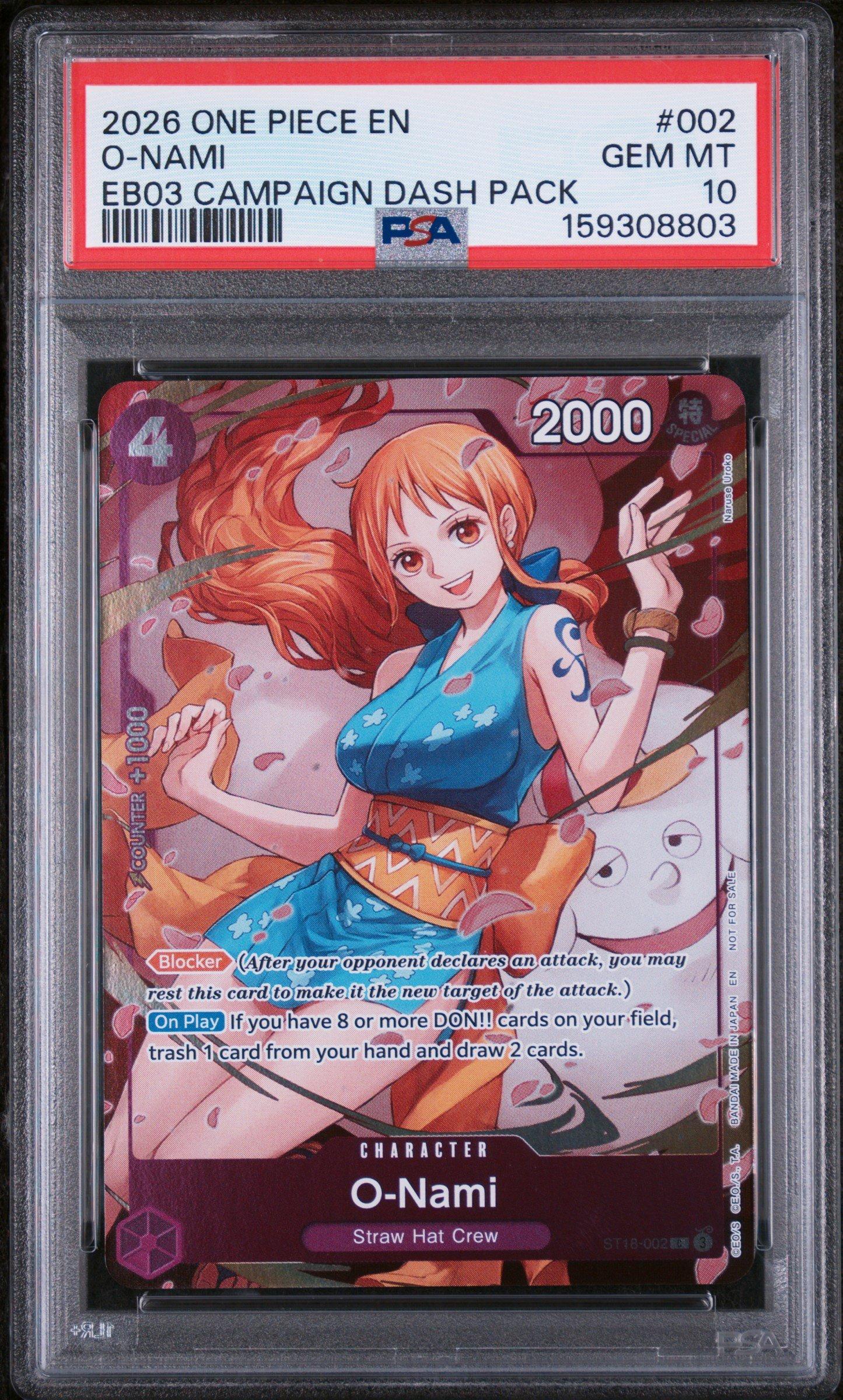 2026 One Piece Heroines Campaign Dash Pack 002 O-nami PSA 10