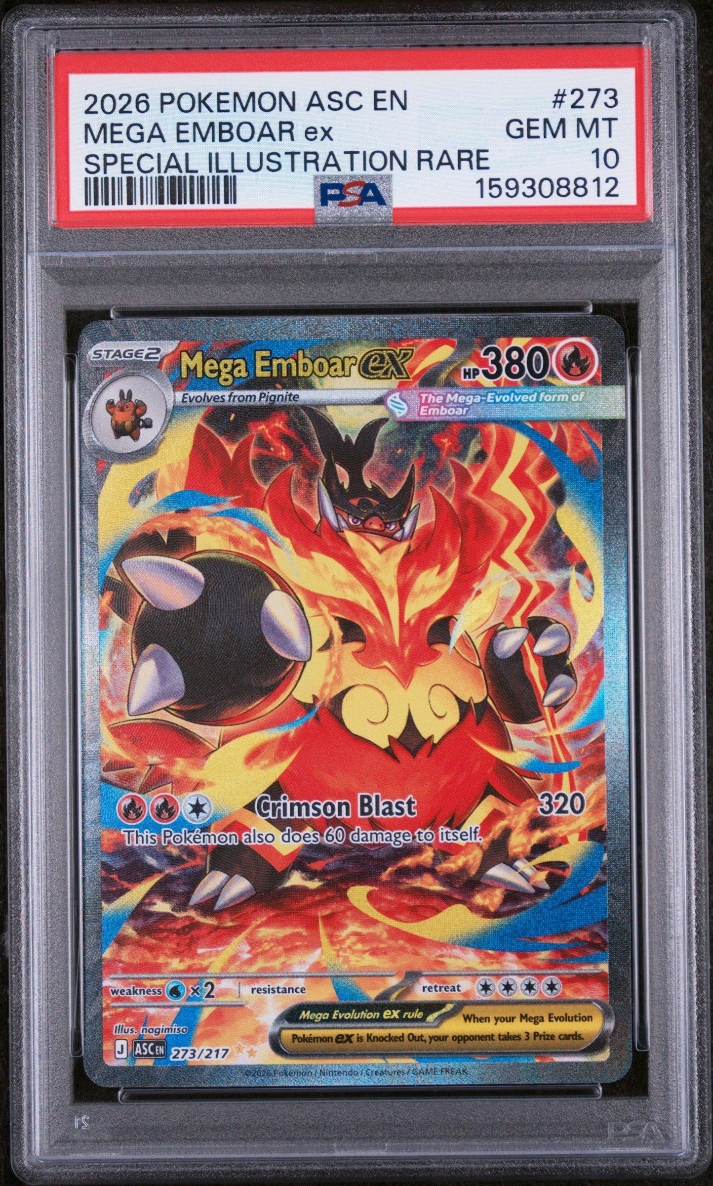 emboar pokemon card CGC 10 098/086 AR Art Rare White Flare sv11W you may attach a Fire Energy card from your hand to 1 of your Pokemon Emboar SIR (Graded) Case