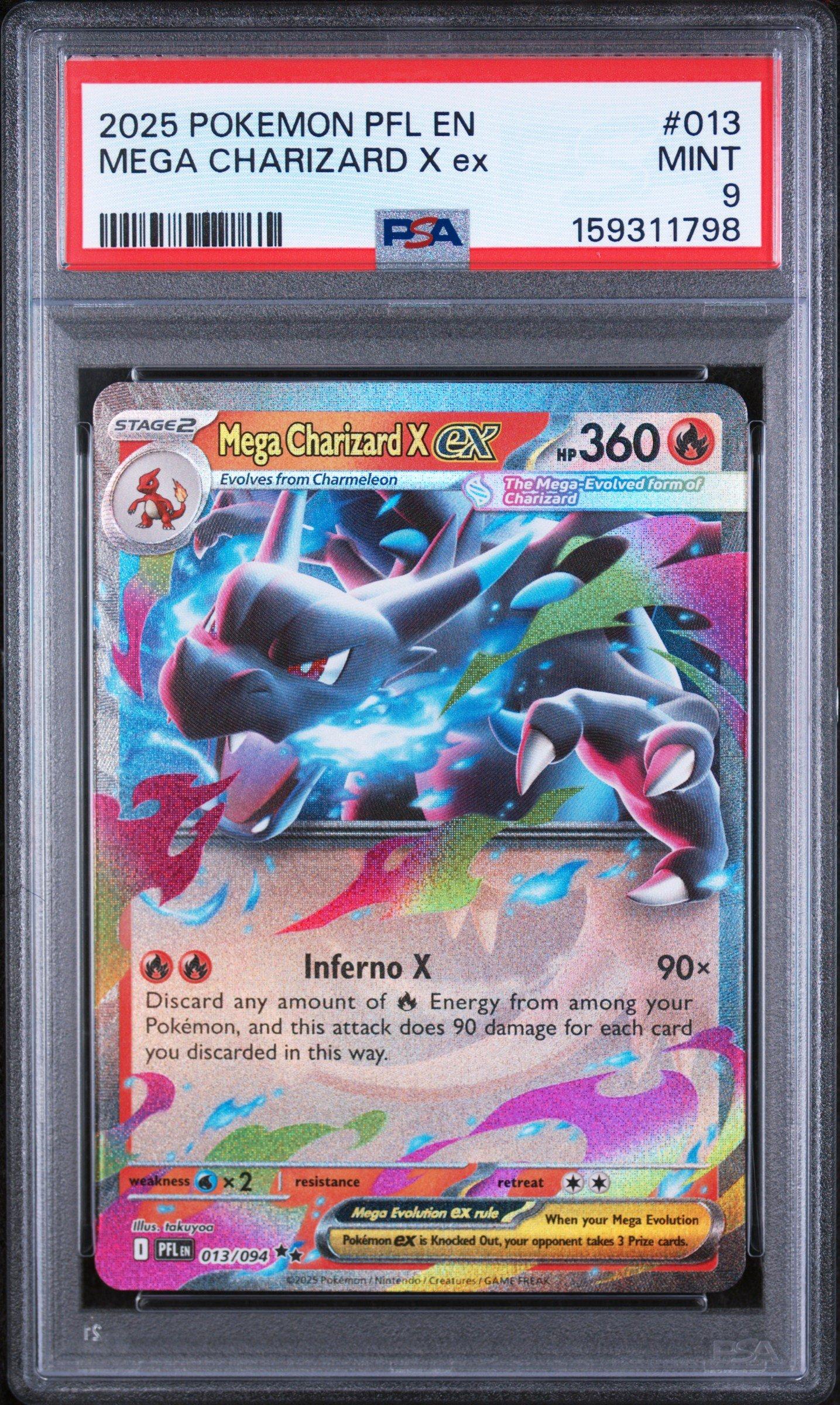 2025 Pokemon Pfl En-phantasmal Flames 013 Mega Charizard X Ex PSA