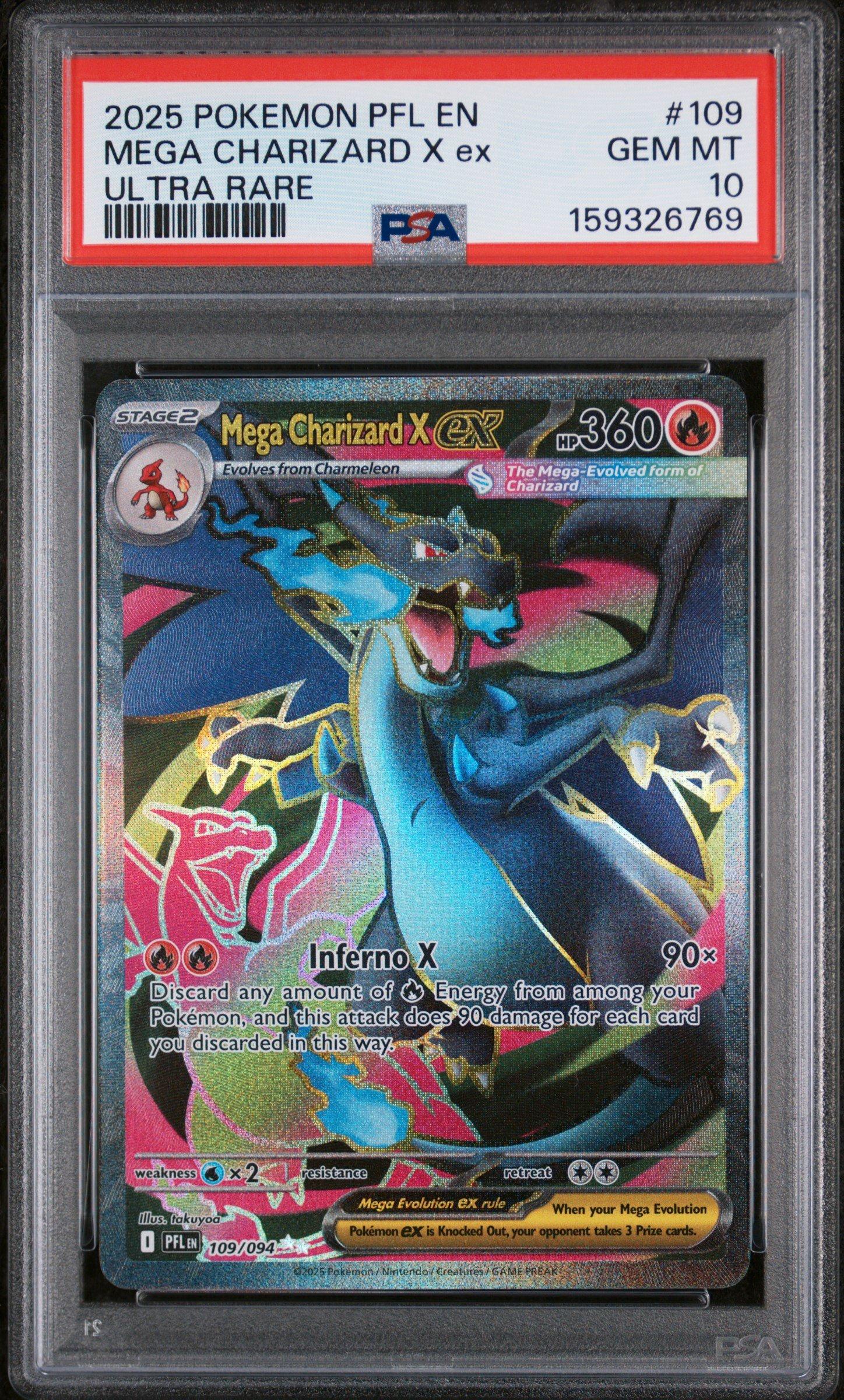 2025 Pokemon Pfl En-phantasmal Flames 109 Mega Charizard X Ex