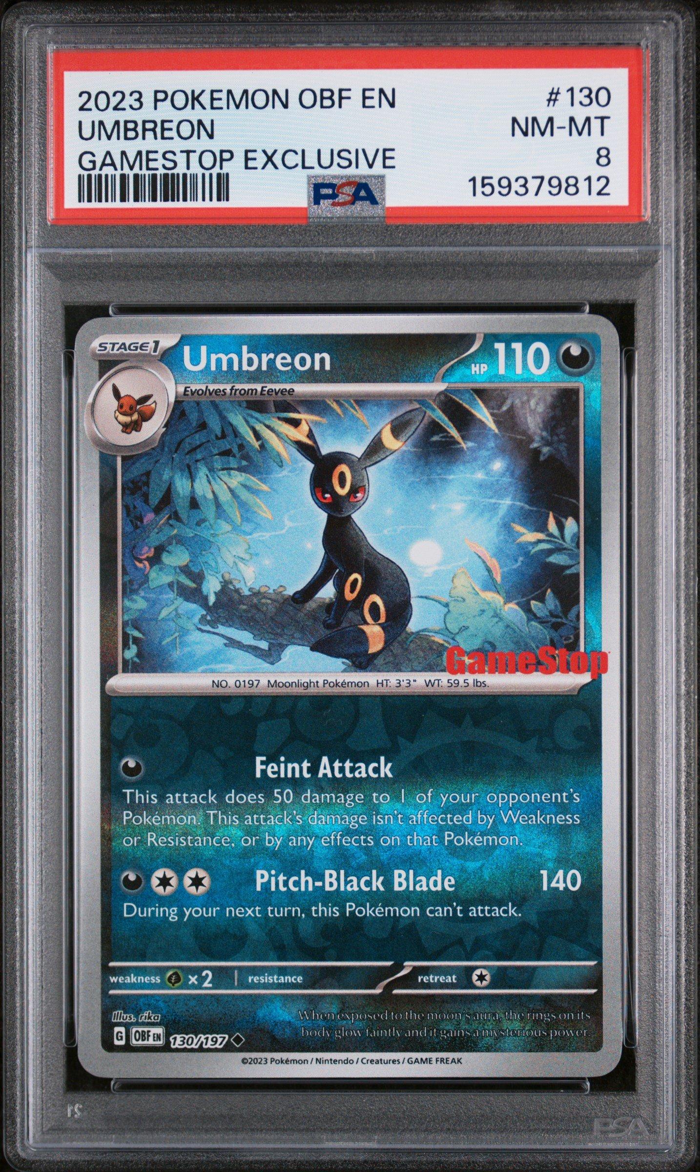 2023 Pokemon Obsidian Flames 130 Umbreon Gamestop Exclusive PSA 8