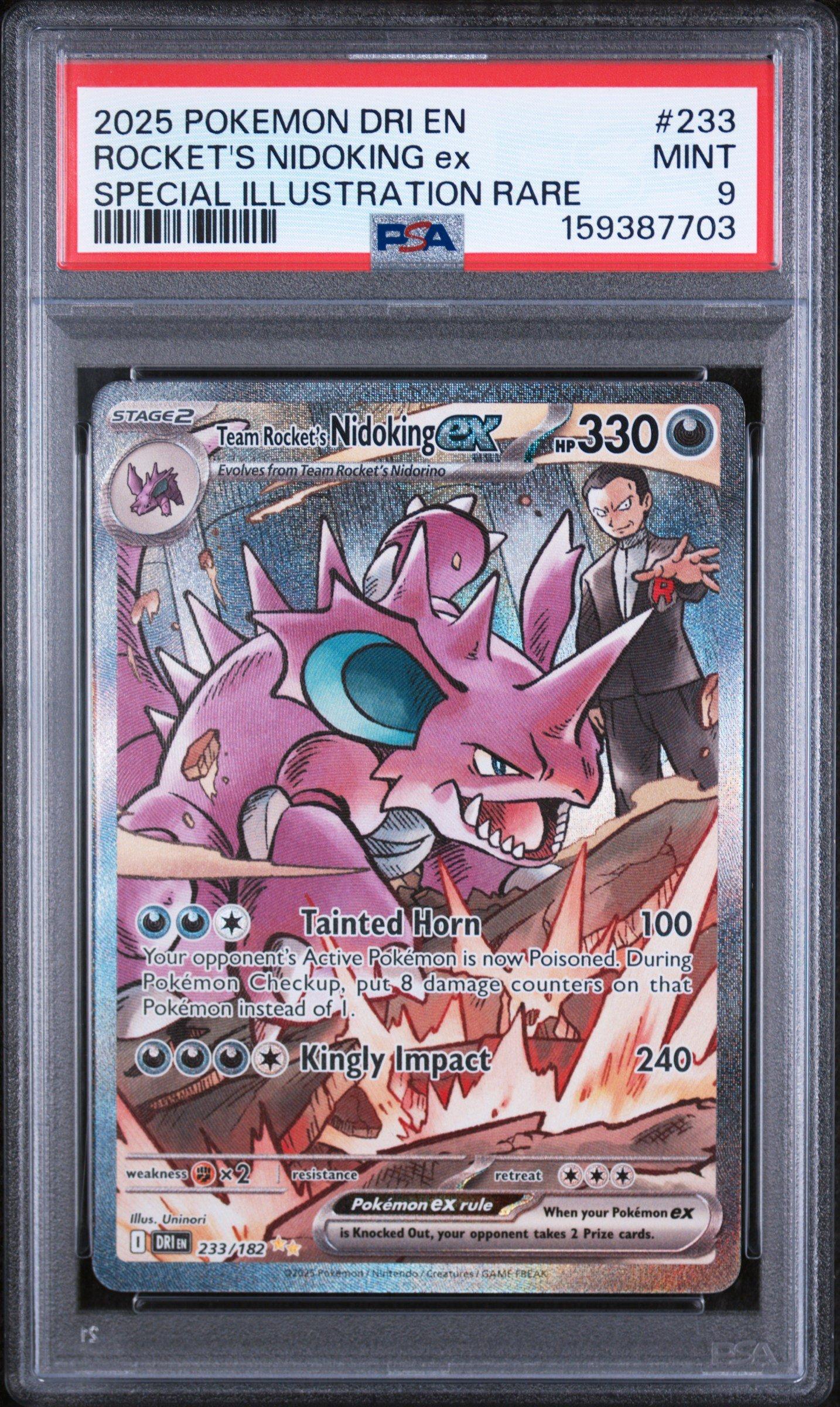 PSA10 Raging 旧枠　30th Anniversary 2025 Pokemon Dri En-destined Rivals 233 Team Rocket's Nidoking Ex