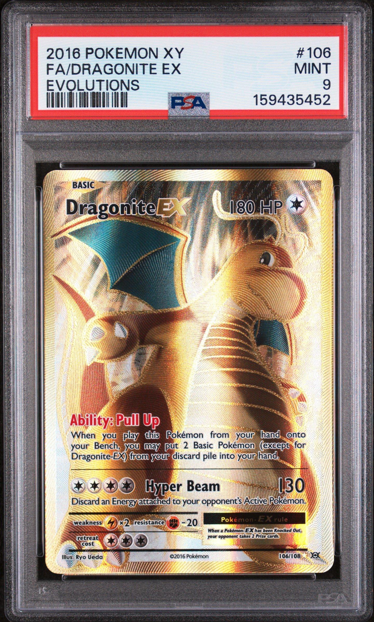 2016 Pokemon Xy Evolutions 106 Full Art/dragonite Ex PSA 9 Graded