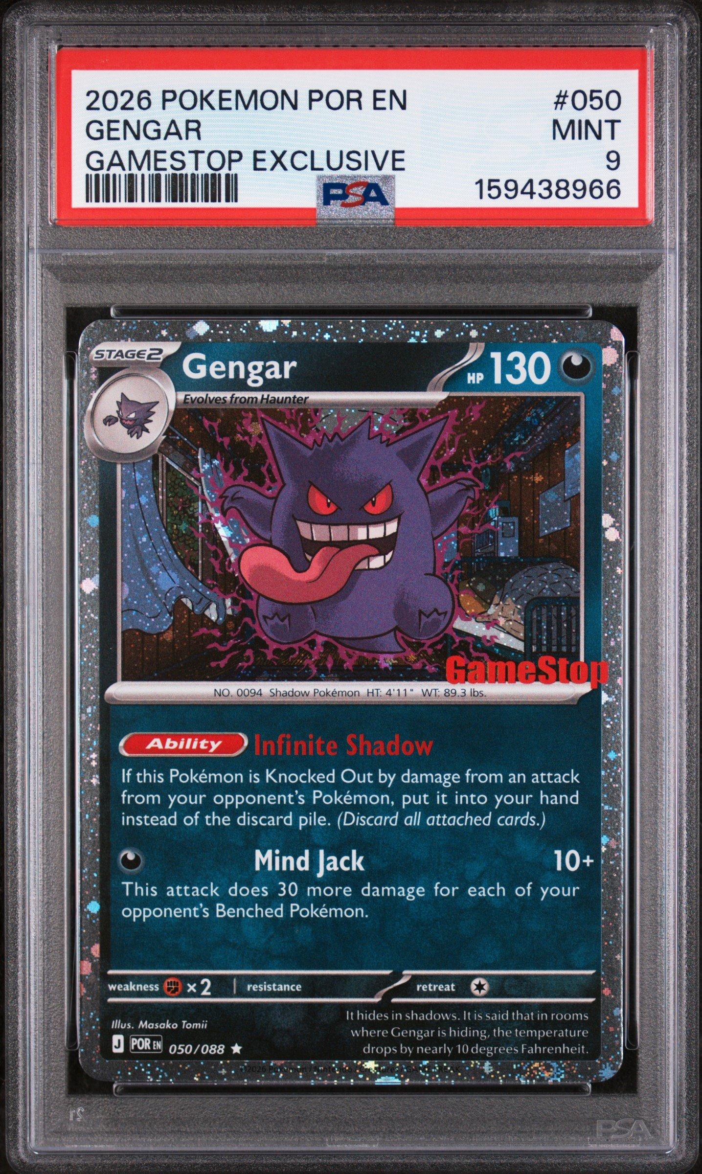2026 Pokemon Por En-Perfect Order 050 Gengar Gamestop Exclusive PSA 9