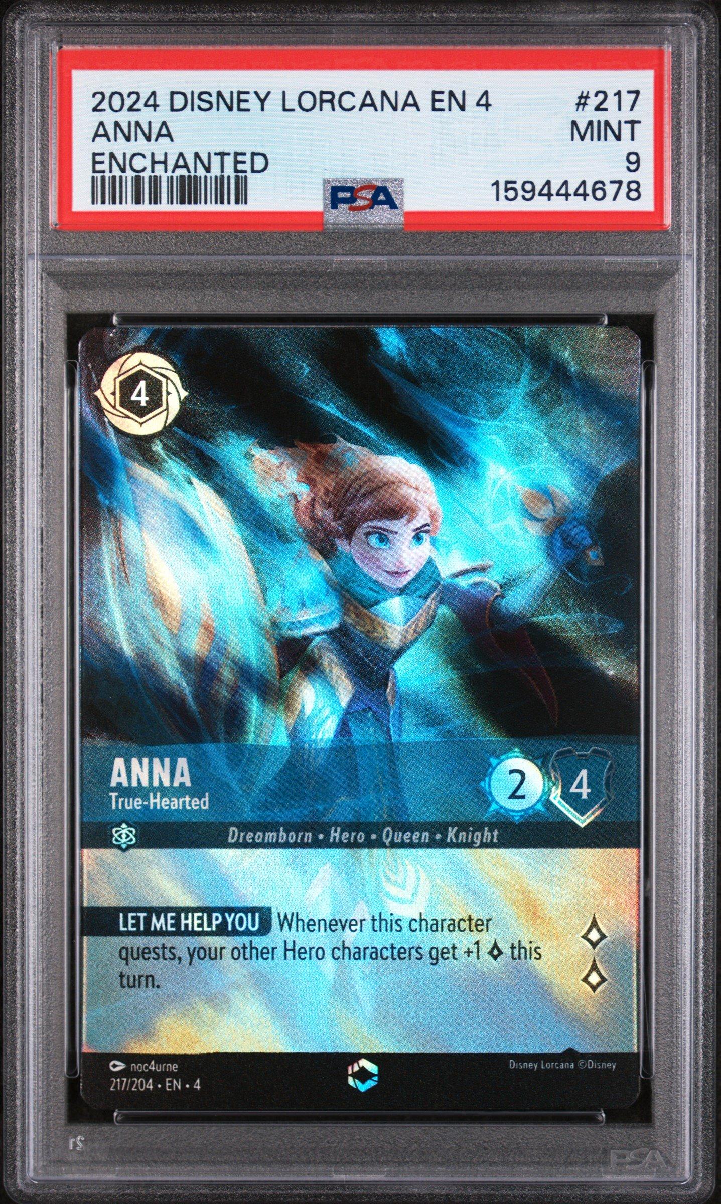 anna lorcana card 2024 Disney En 4-ursula's Return 217 - True-hearted Enchanted PSA 9 Graded Placeholder Image Provided Anna - Magical Mission Lorcana