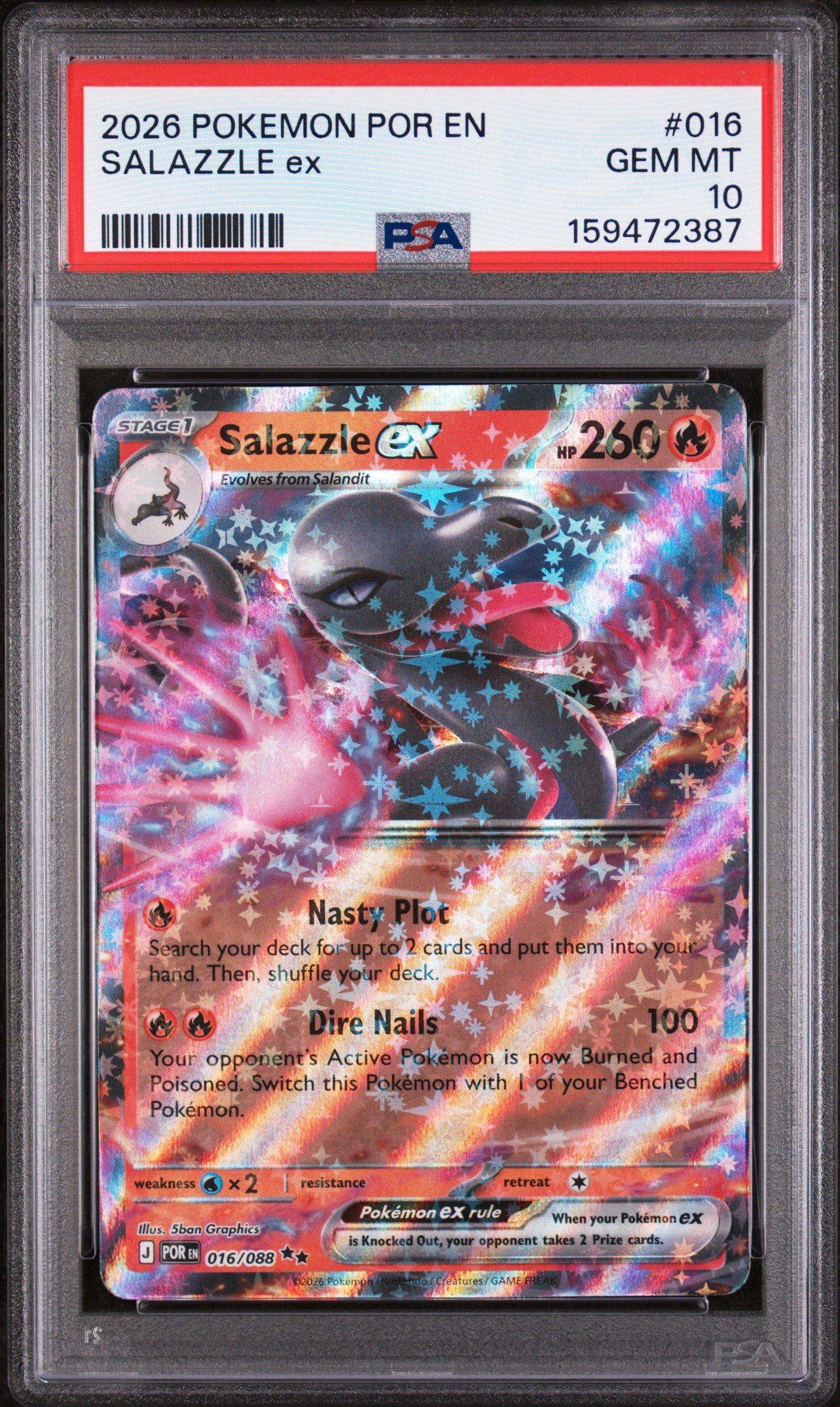 2026 Pokemon Por En-perfect Order 016 Salazzle Ex PSA 10 Graded