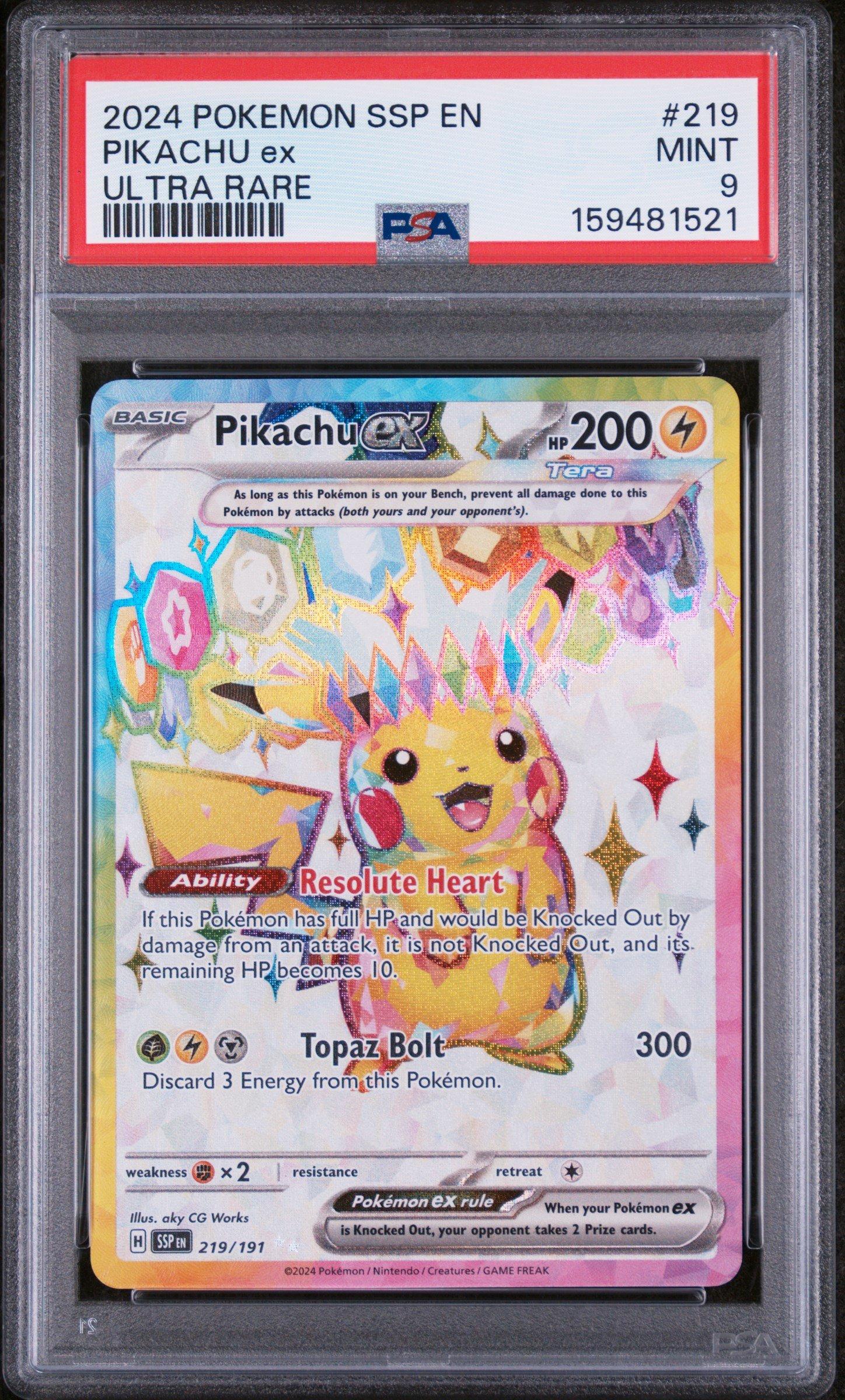 2024 Pokemon Ssp En-surging Sparks 219 Pikachu Ex Ultra Rare PSA 9