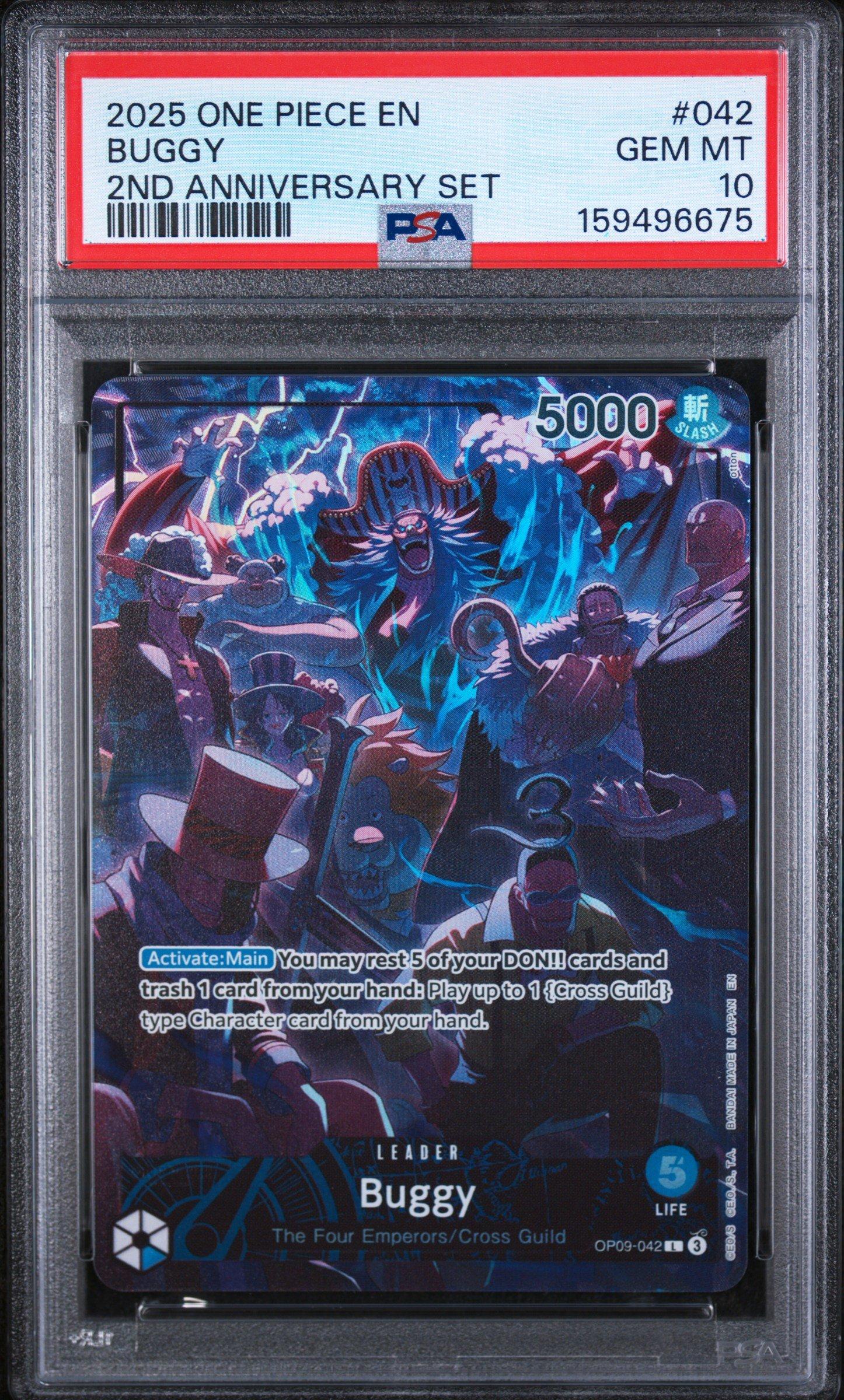 2025 One Piece English Version 2nd Anniversary Set 042 Buggy PSA