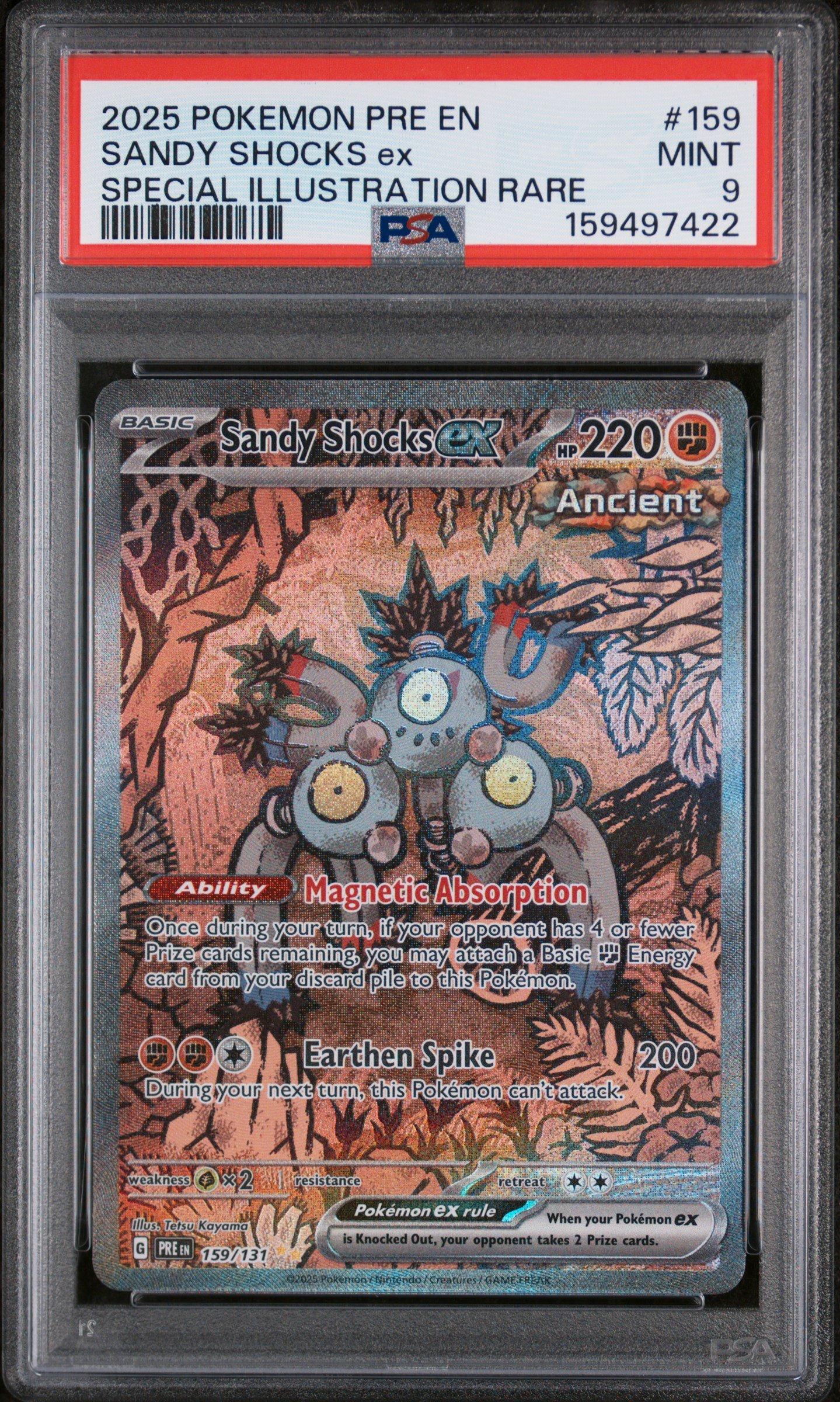sandy shocks pokemon card 2025 Pokemon Pre En-prismatic Evolutions 159 Sandy Shocks Ex Special  Illustration Rare PSA 9