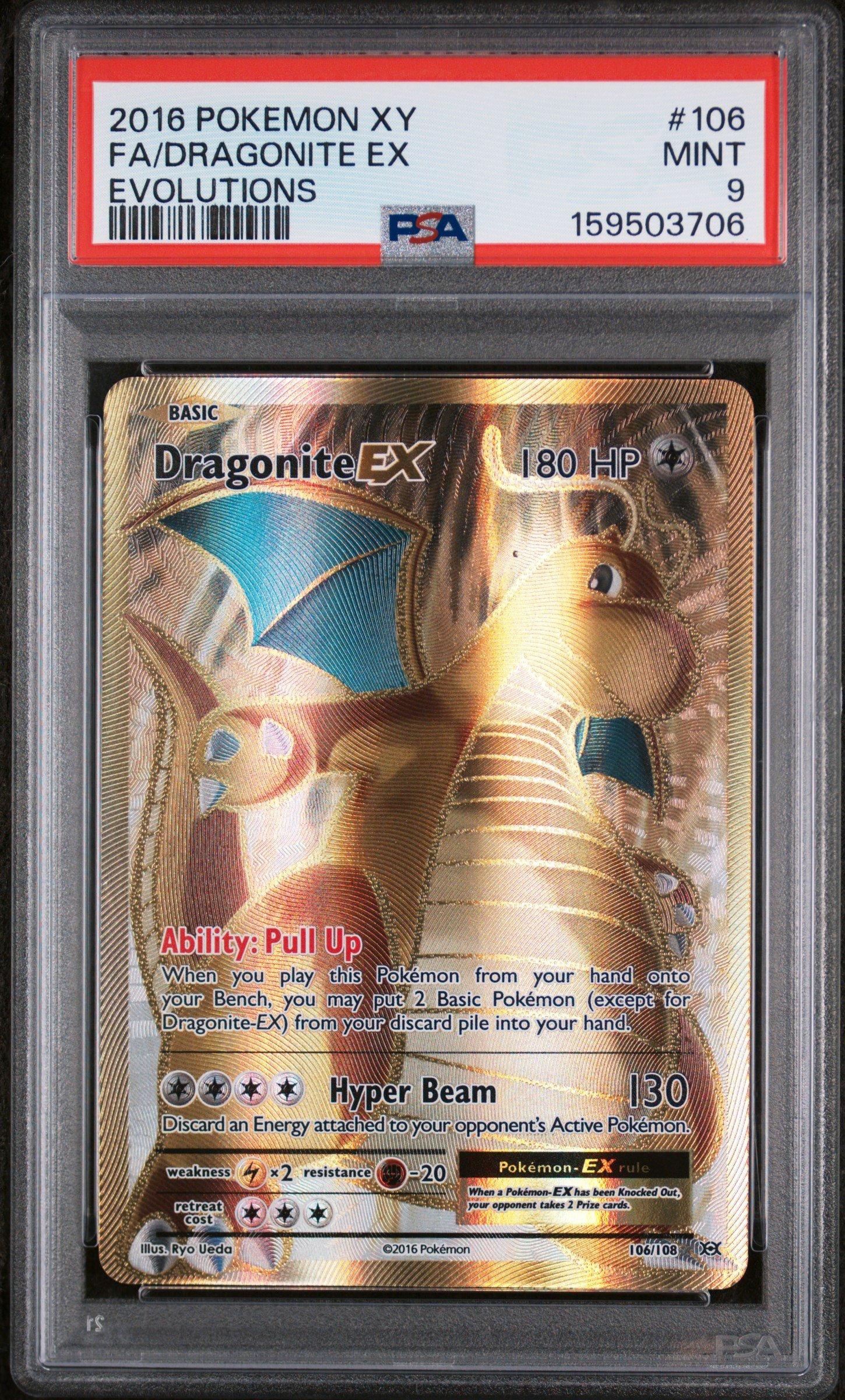 2016 Pokemon Xy Evolutions 106 Full Art/dragonite Ex PSA 9 Graded