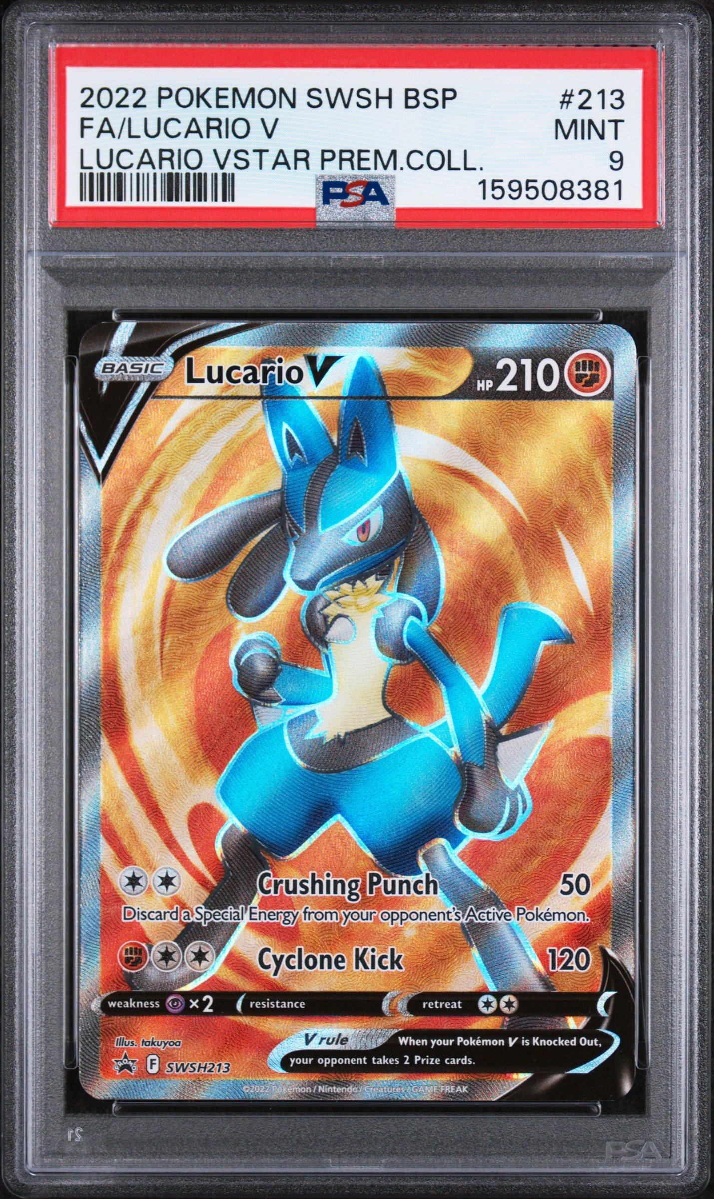 lucario v pokemon card 2022 Pokemon SWSH Black Star Promo VSTAR Premium Collection Lucario V #214  PSA 9 Mint