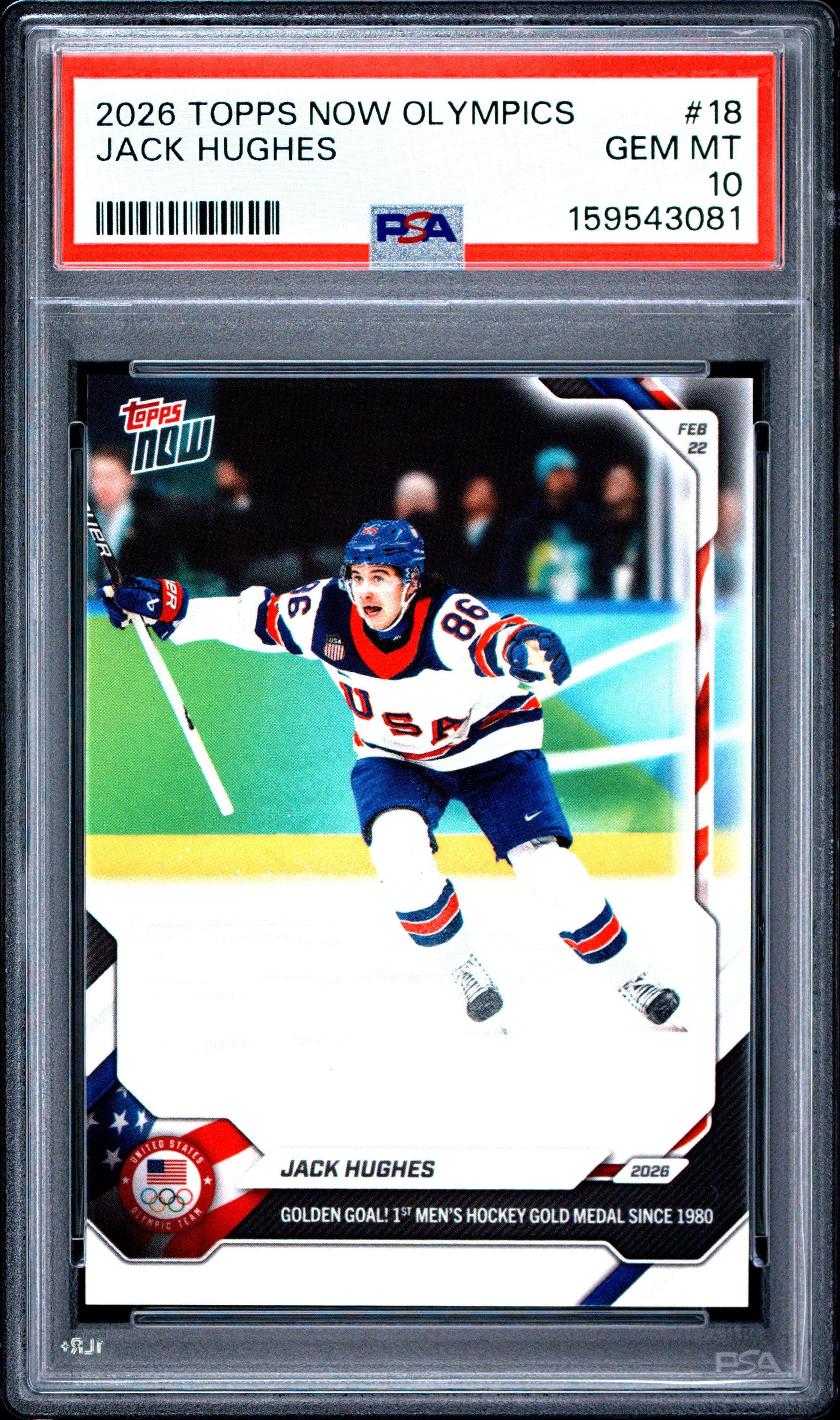 2026 Topps Now 2026 Olympics 18 Jack Hughes PSA 10 Graded Card
