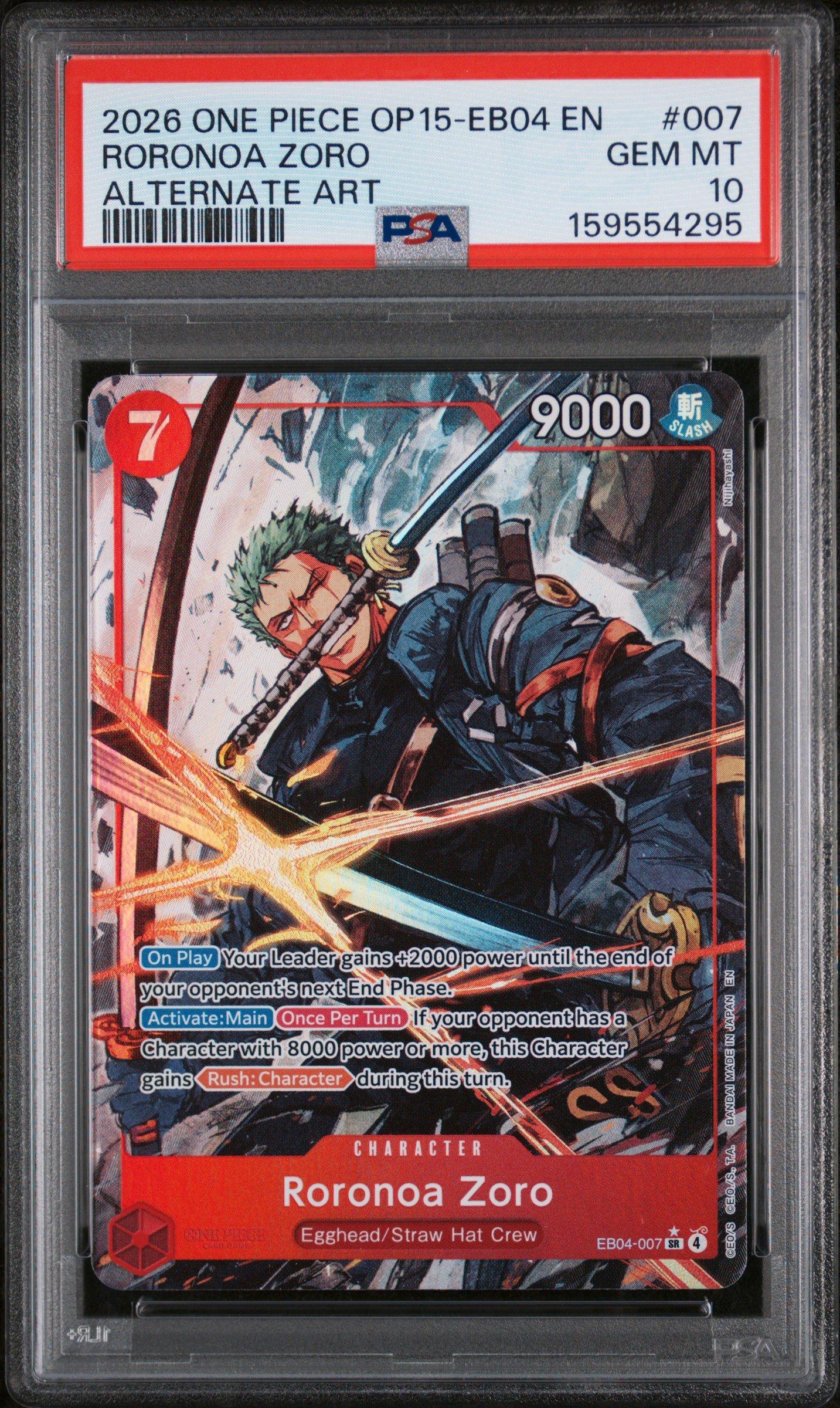PSA10 EB04 RORONOA ZORO ALTERNATE ART ゾロ 2026 One Piece Op15-eb04-adventure On Kami's Island 007 Roronoa