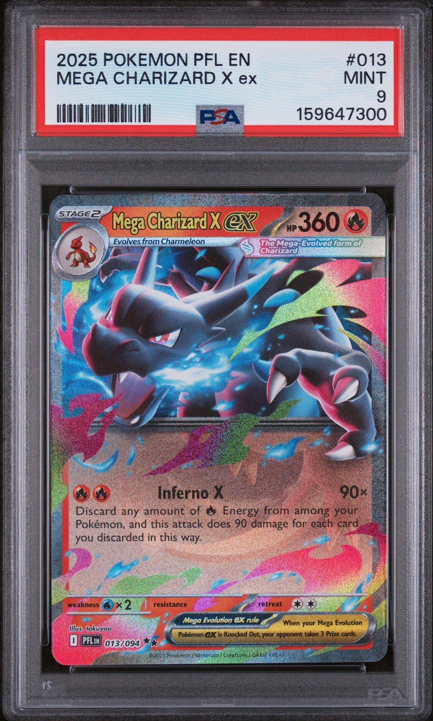 2025 Pokemon Pfl En-phantasmal Flames 013 Mega Charizard X Ex PSA