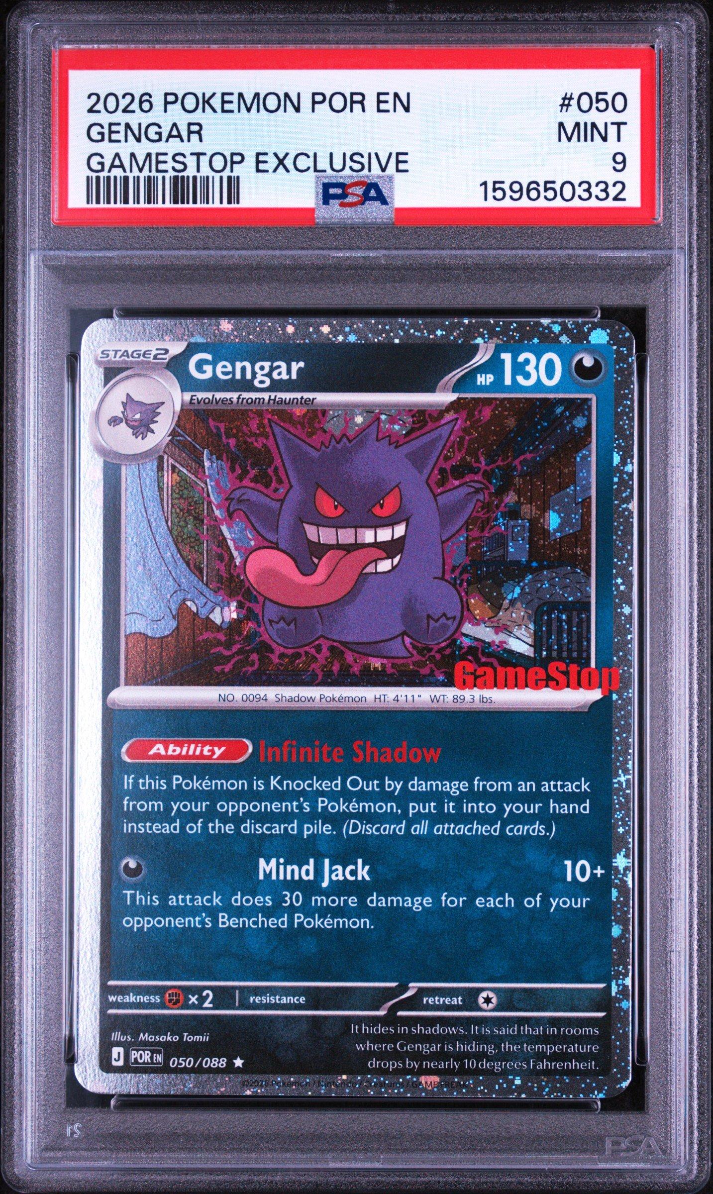 gamestop pokemon cards psa 2026 Pokemon Por En-perfect Order 050 Gengar Gamestop Exclusive PSA 9